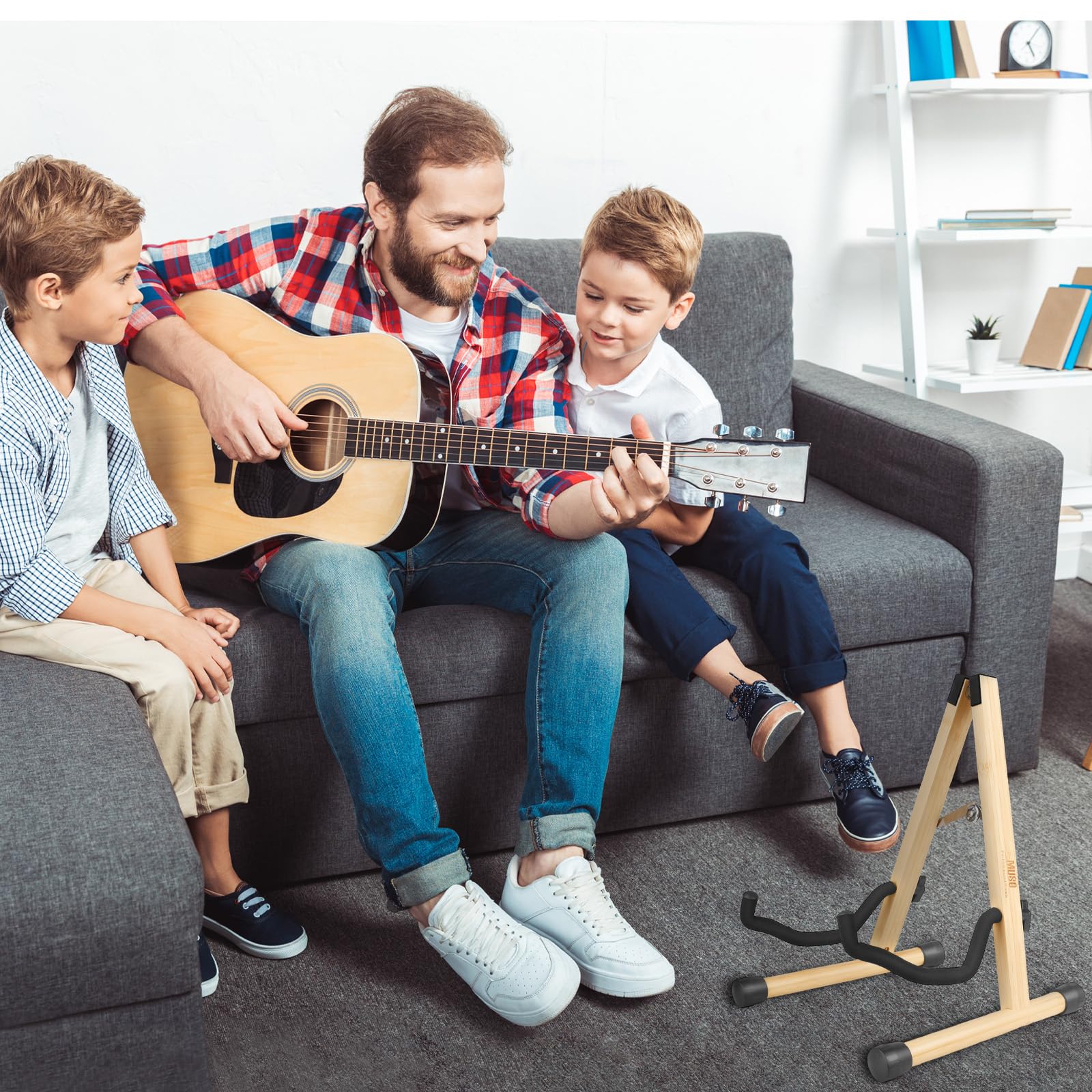 MUSO Cello Stand with Bow Holder,A-Frame Floor Stand with Padded Foam, Handcrafted Cello Rack Fits 1/2, 3/4, 7/8, 4/4 Full-Size and Guitar, Instrument Holder for Home and Studio Display