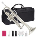 Senfot Brass Standard Trumpets with Bag, Mouthpiece, Strap, Gloves, Cleaning cloth, Trumpet oil; Exceptional Sound Quality Instrument for Band, Lessons & Practice