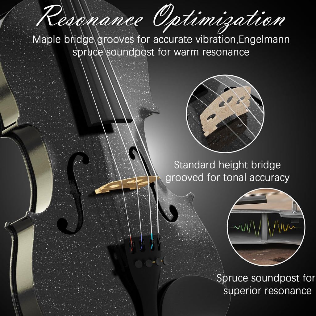 4/4 Full Size Beginner Violin, Acoustic Fiddle Set for Adults, Teens, and Students (Age 12+), with Case, Bow, Bridge, and Rosin (Pink)