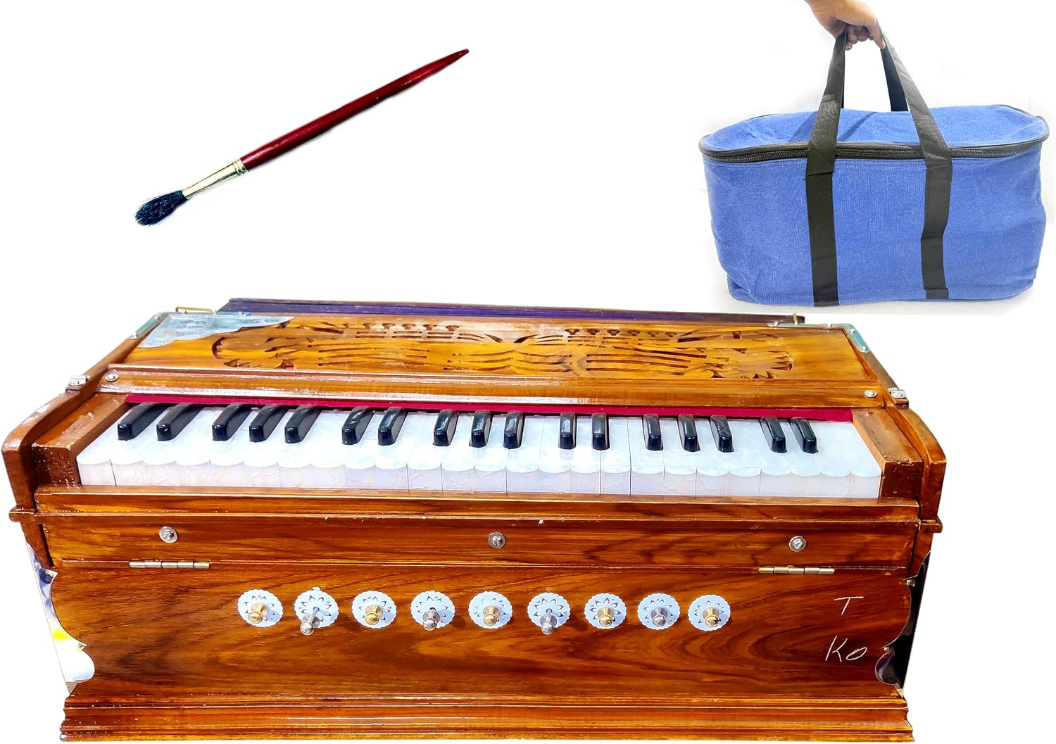 Professional Harmonium | Double Reed 3.5 Octave | 9 Stops + 4 Extra Notes | | Padded Carry Bag | Indian Classical