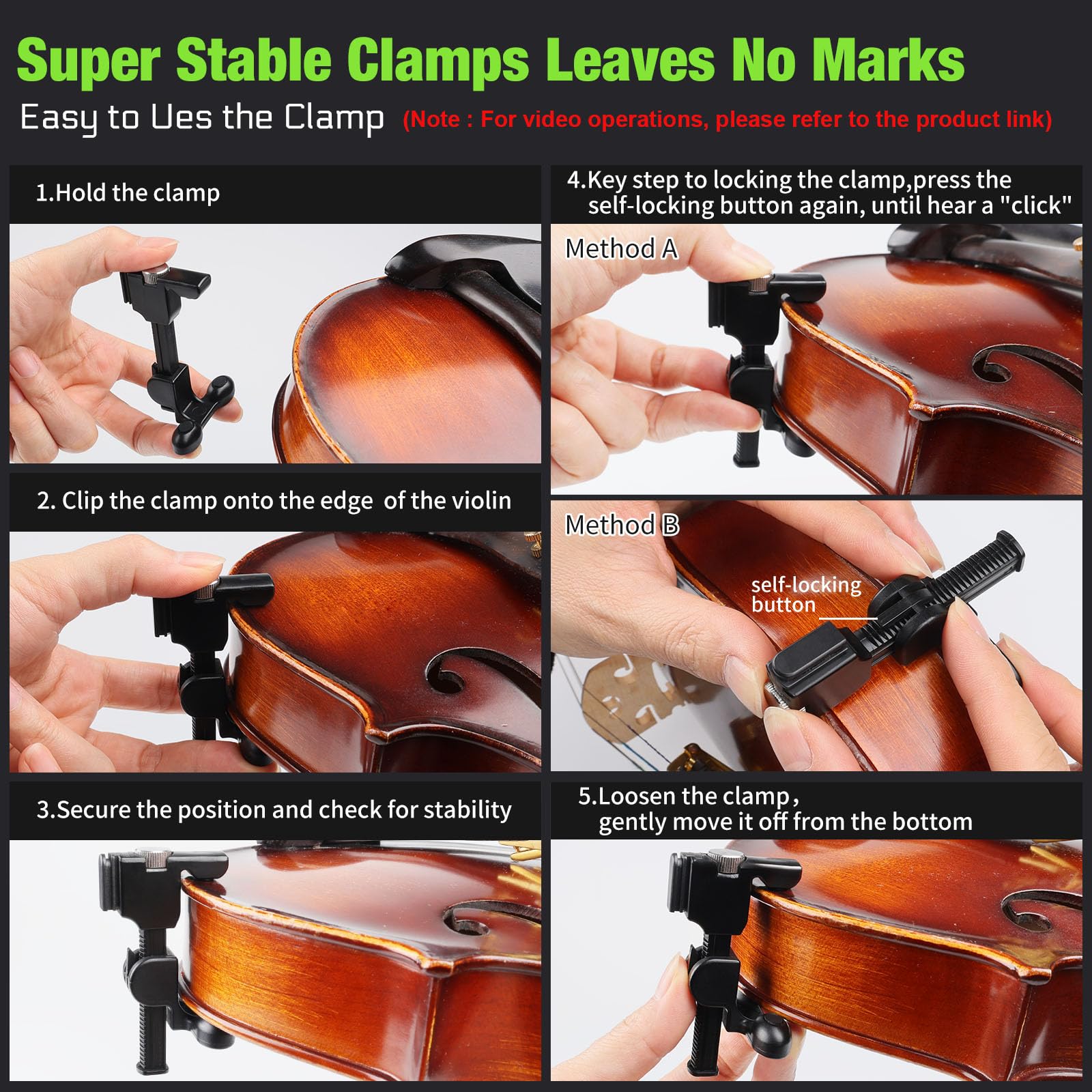 UHF Wireless Violin Cello Microphone System Violin Pickup Clip-on Instrument Microphones with Transmitter and Receiver for Musicians, Teachers, Stage Performances, Active PA Systems, 196ft Range