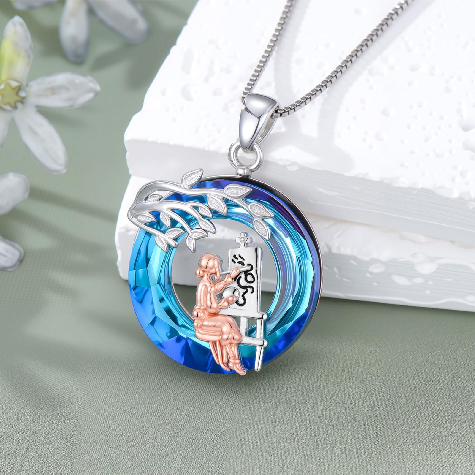 Sport/Music Necklace for Women 925 Sterling Silver Crystal Pendant Tree of Life Jewelry Gifts for Sport Players