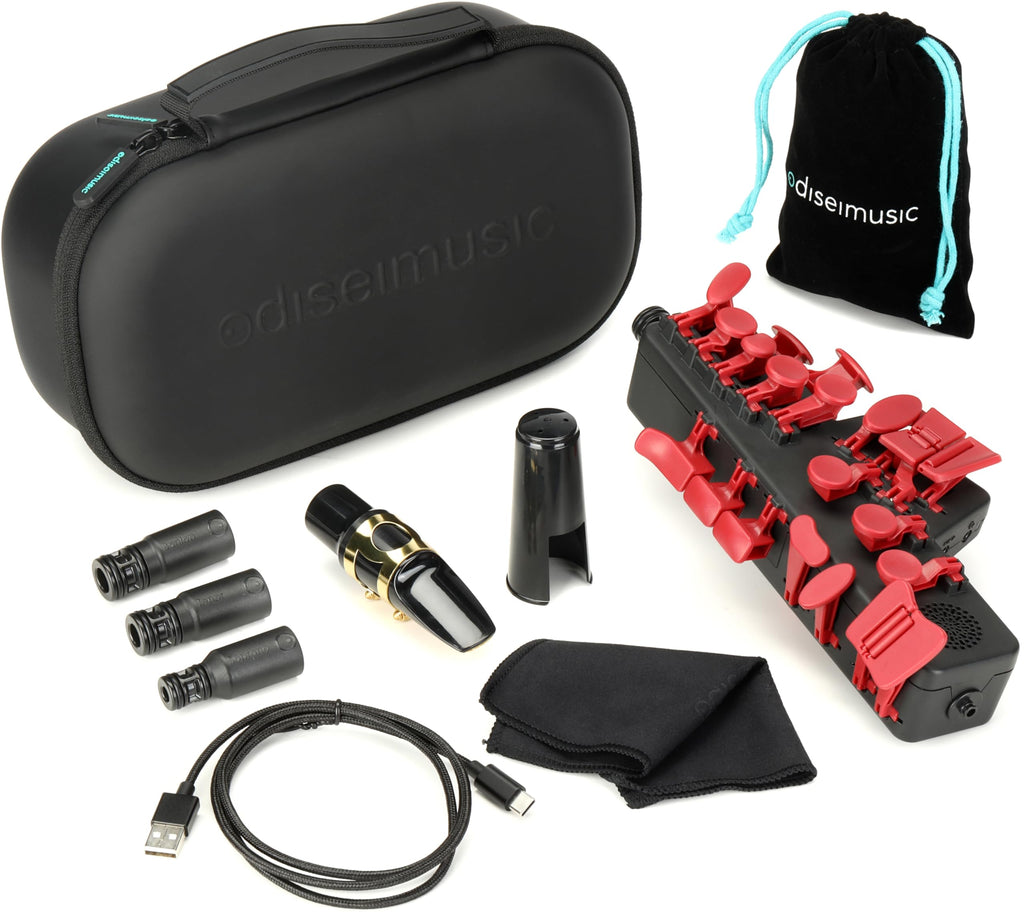 Travel Sax 2 (Black) – Compact Digital Saxophone for Silent Practice Anywhere | Lightweight Electronic Sax with Real Alto Mouthpiece, Built-in Speaker, Bluetooth MIDI/Audio, USB-C, 70+ Internal