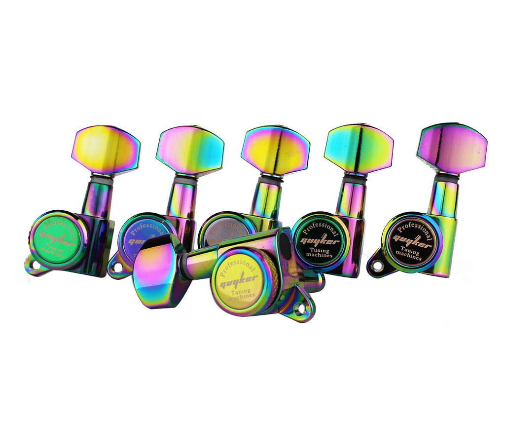 Guyker Guitar Locking Tuners (6 for Right) - 1:18 Lock String Tuning Key Pegs Machine Head with Hexagonal Handle Replacement for ST TL SG LP Style Electric, Folk or Acoustic Guitars - Chrome