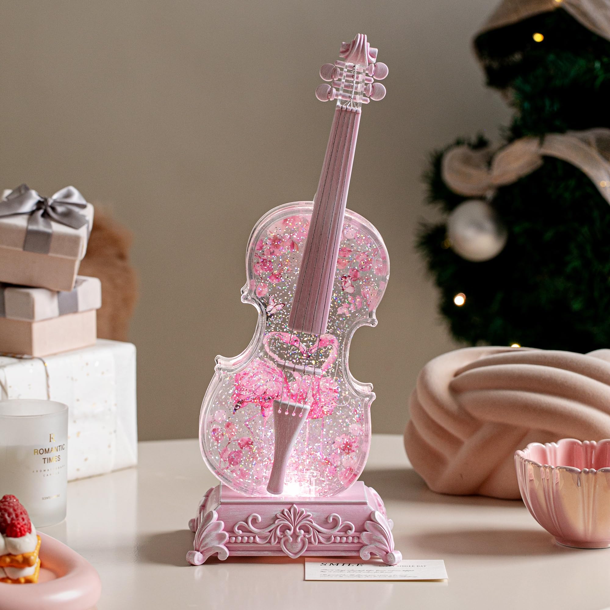 Violin Snow Globe Music Box Gifts for Kids Friends Little Girls Women Granddaughter Sister Violinists Birthday Valentine's Day Weddings Anniversaries Decor Christmas Decorations (Unicorn)