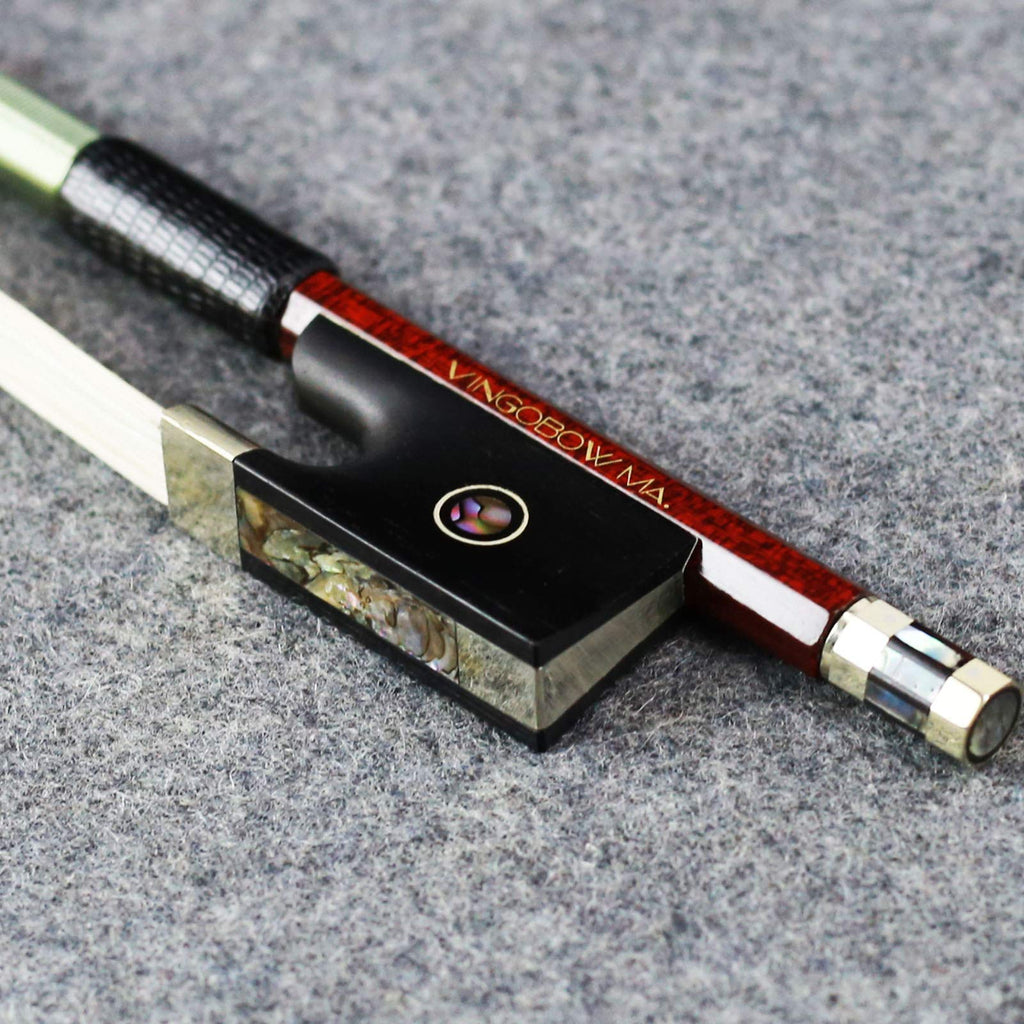 Carbon Fiber Core Hybrid Peranmbuco Skin Violin Bow 4/4 Size VINGOBOW 127V Master Level Fleur-de-lys Snakewood Frog 4 4 Full Straight Premium Natural Horse Hair for Porfessional Player …