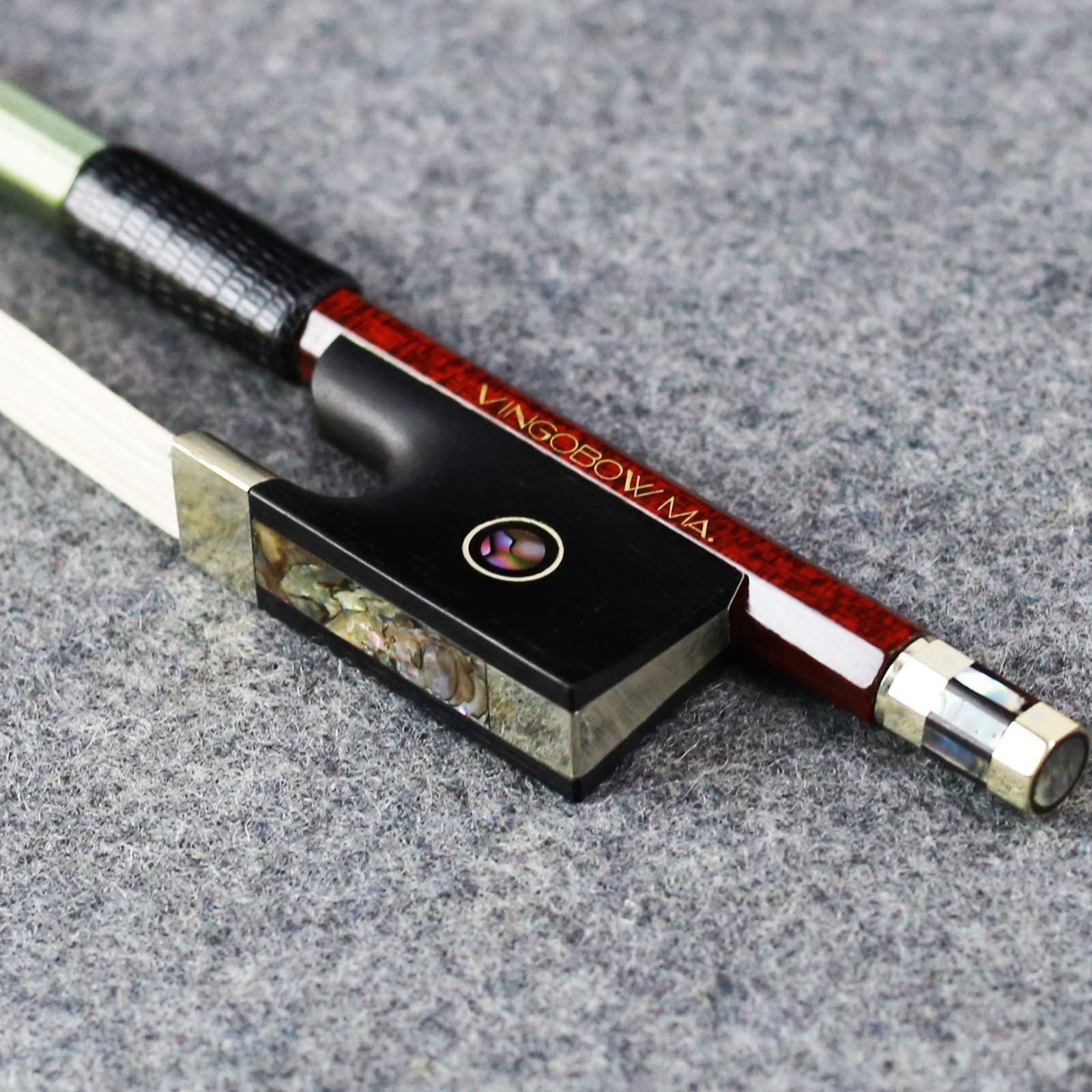 Carbon Fiber Core Hybrid Peranmbuco Skin Violin Bow 4/4 Size VINGOBOW 127V Master Level Fleur-de-lys Snakewood Frog 4 4 Full Straight Premium Natural Horse Hair for Porfessional Player …
