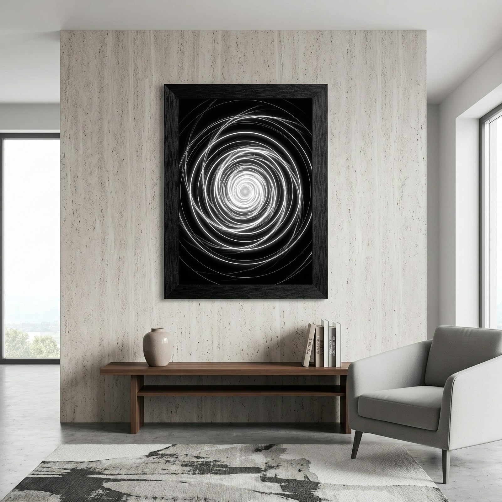 Framed Canvas Wall Art Minimalist Abstract Cello Musical Instrument Electric White Glowing Lines on Black Canvas Print Poster Black Frame Wall Decor for Music Room Studio Modern Art, Inch 24x36