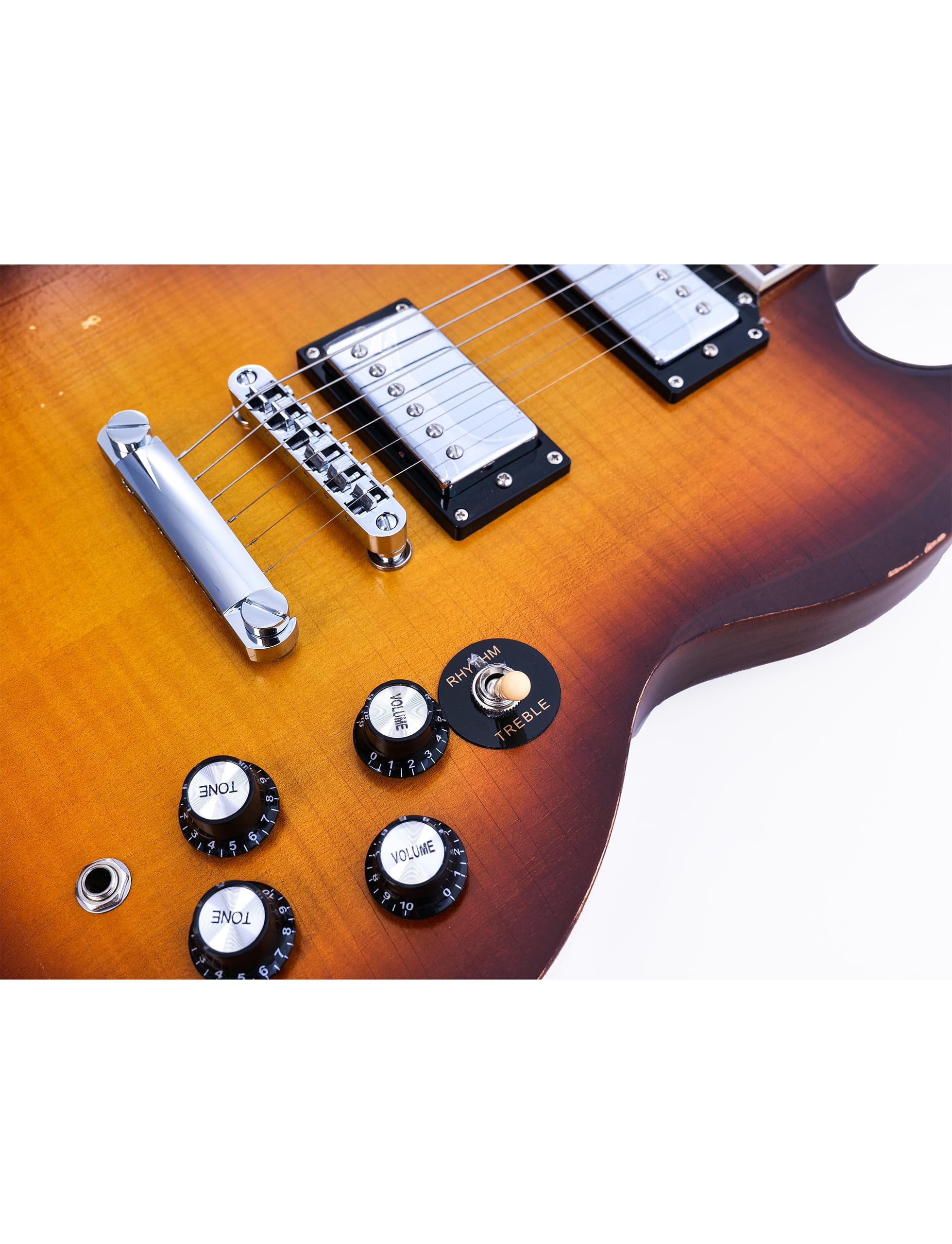 KGD Relic Electric Guitar,Solid Body Electric Guitar With Mahogany Body and Neck,Rosewood Fingerboard,Bone Nut,SG style 6-String Guitar,Professional/Electric Guitars for Adults