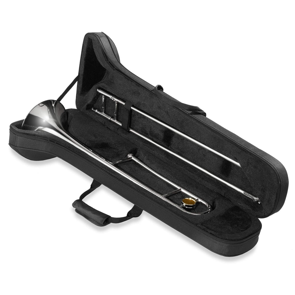 Ashthorpe Bb Tenor Slide Trombone with Nickel Plated Finish - Includes Case, Mouthpiece, Gloves, Cleaning Cloth, Slide Grease