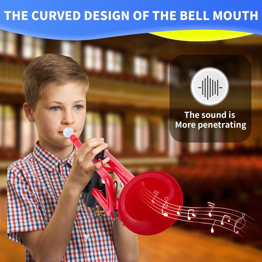 PAMPET Professional Plastic Bb Trumpet Standard Trumpet Set for Student Beginner With 7C Mouthpiece and 3C Mouthpiece, Bb Trumpet Instrument, Black,