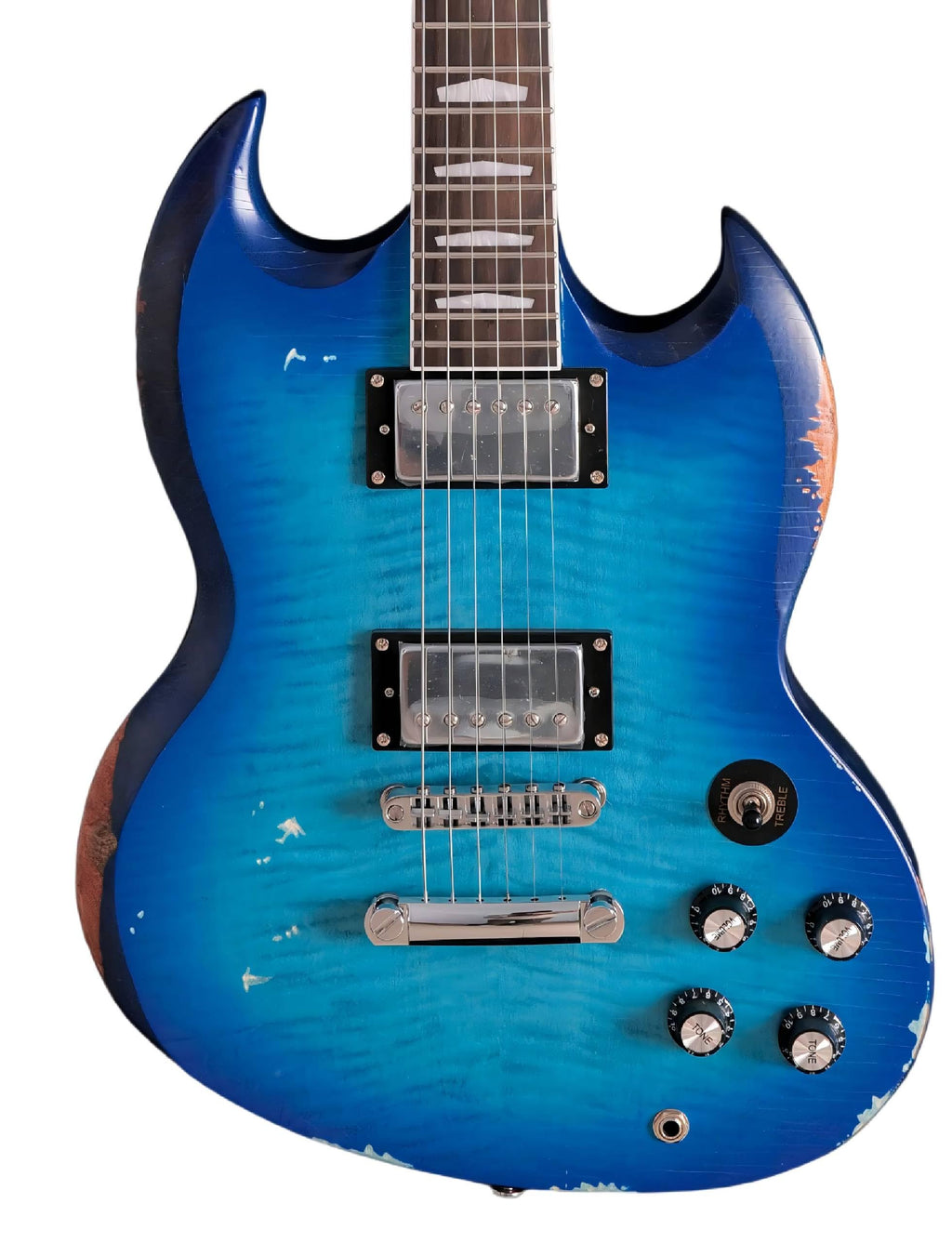 KGD Relic Electric Guitar,Solid Body Electric Guitar With Mahogany Body and Neck,Rosewood Fingerboard,Bone Nut,SG style 6-String Guitar,Professional/Electric Guitars for Adults