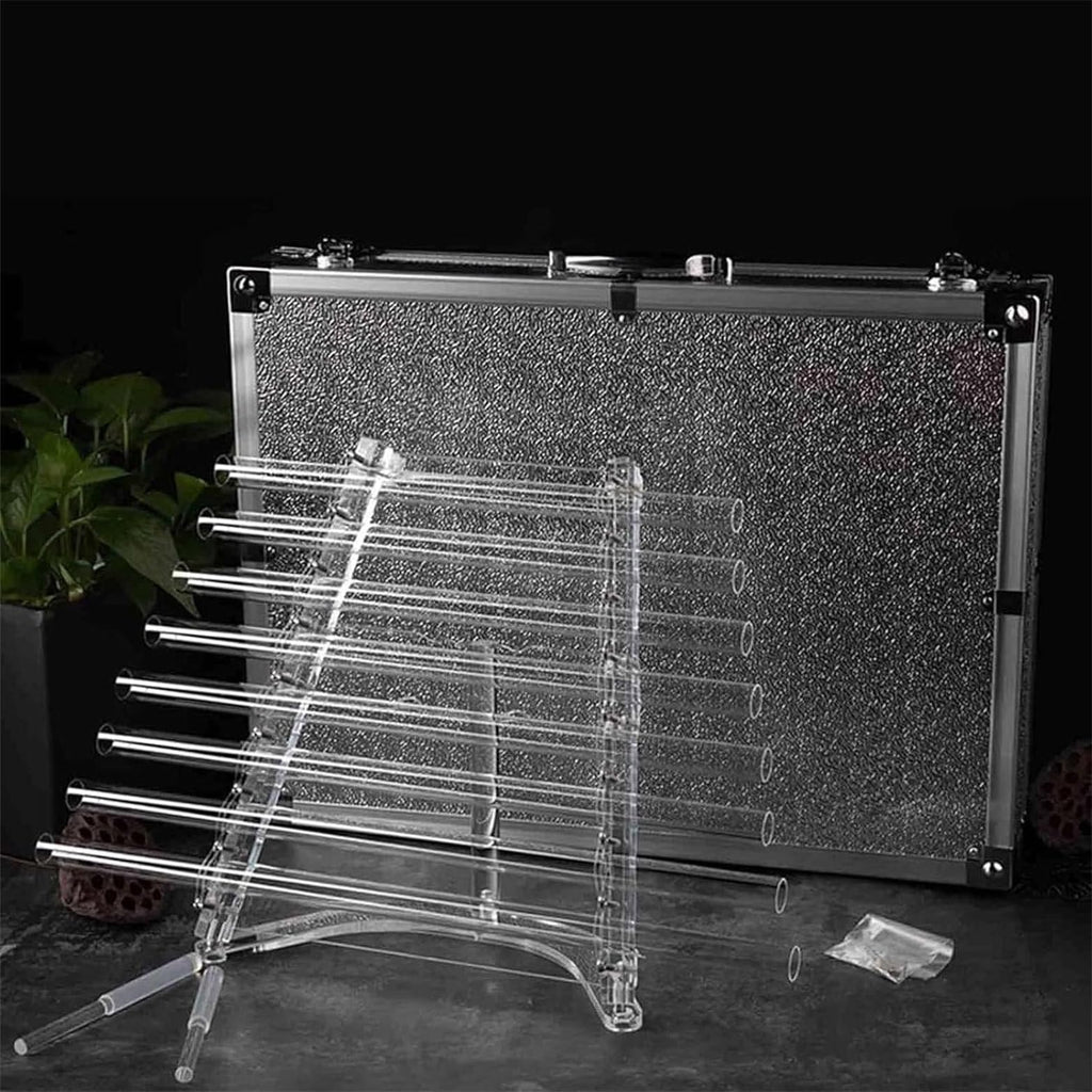 Hand Stand Quartz Crystal Singing Harp + Crystal Mallet and Aluminum Alloy Box, Healing Crystal Musical Instrument for Sound Bath Studio Gym Meditation Room A-432hz