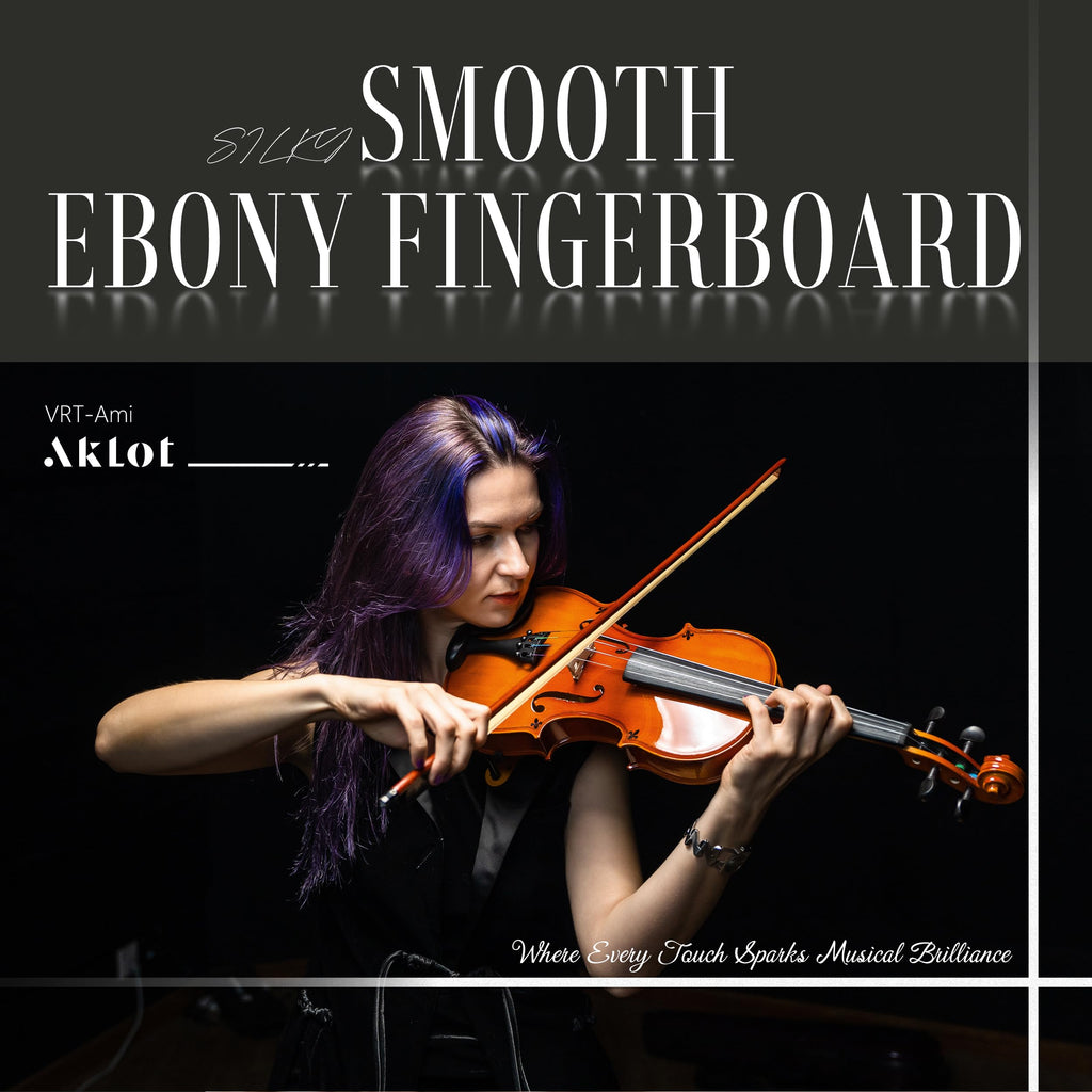 AKLOT Handcrafted Full Size Violin: Solid Wood Matte Fiddle, Acoustic Beginner 4/4 Violin Kit with Hard Case, Lesson Book, Bow, Shoulder Rest, Extra Strings, Tuner, Fretboard Stickers (VRT-AmiCS)