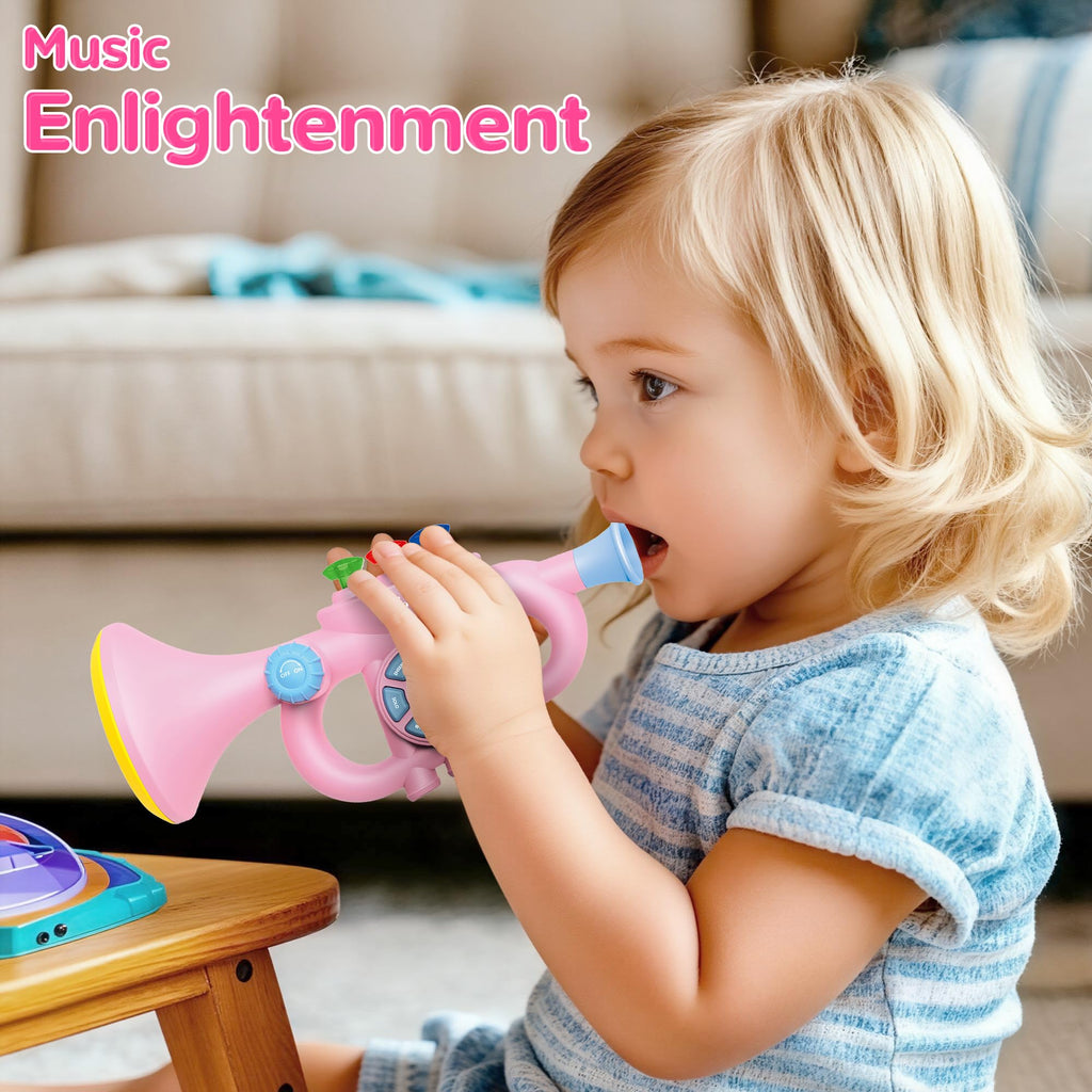 Generic Toddler Musical Trumpet Toy for Kids - 2026 Upgraded Musical Enlightenment Instrument Toy, Develops Musicality, for Boys Girls Ages 3 4 5 6 7 8, Pink