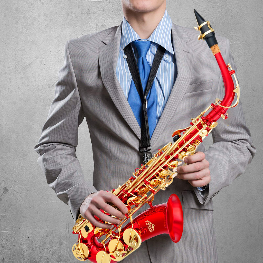 EASTROCK Black/Golden Alto Saxophone E Flat Sax Full Kit for Students Beginner with Carrying Case,Mouthpiece,Mouthpiece Cushion Pads,Cleaning Cloth&Cleaning Rod,White Gloves,Neck Strap