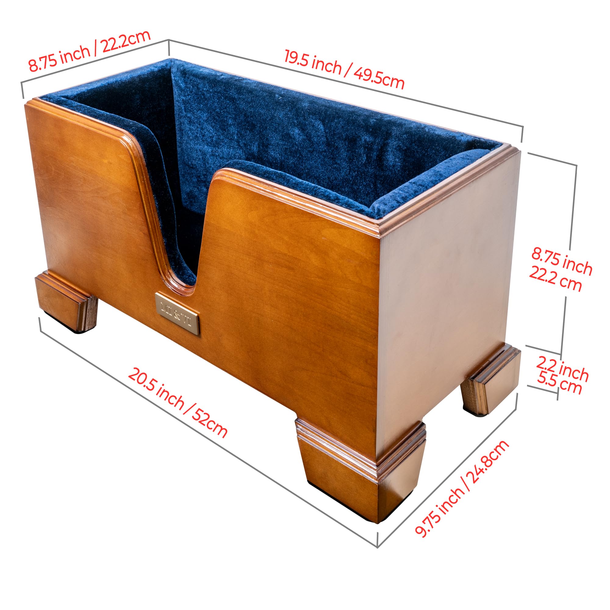 MI&VI Classic Wooden Cello Box Stand 4/4 Full Size - Burgundy Red Velvet Plush Cushion Wood Cello Stand with Bow Storage Holder Slot Included
