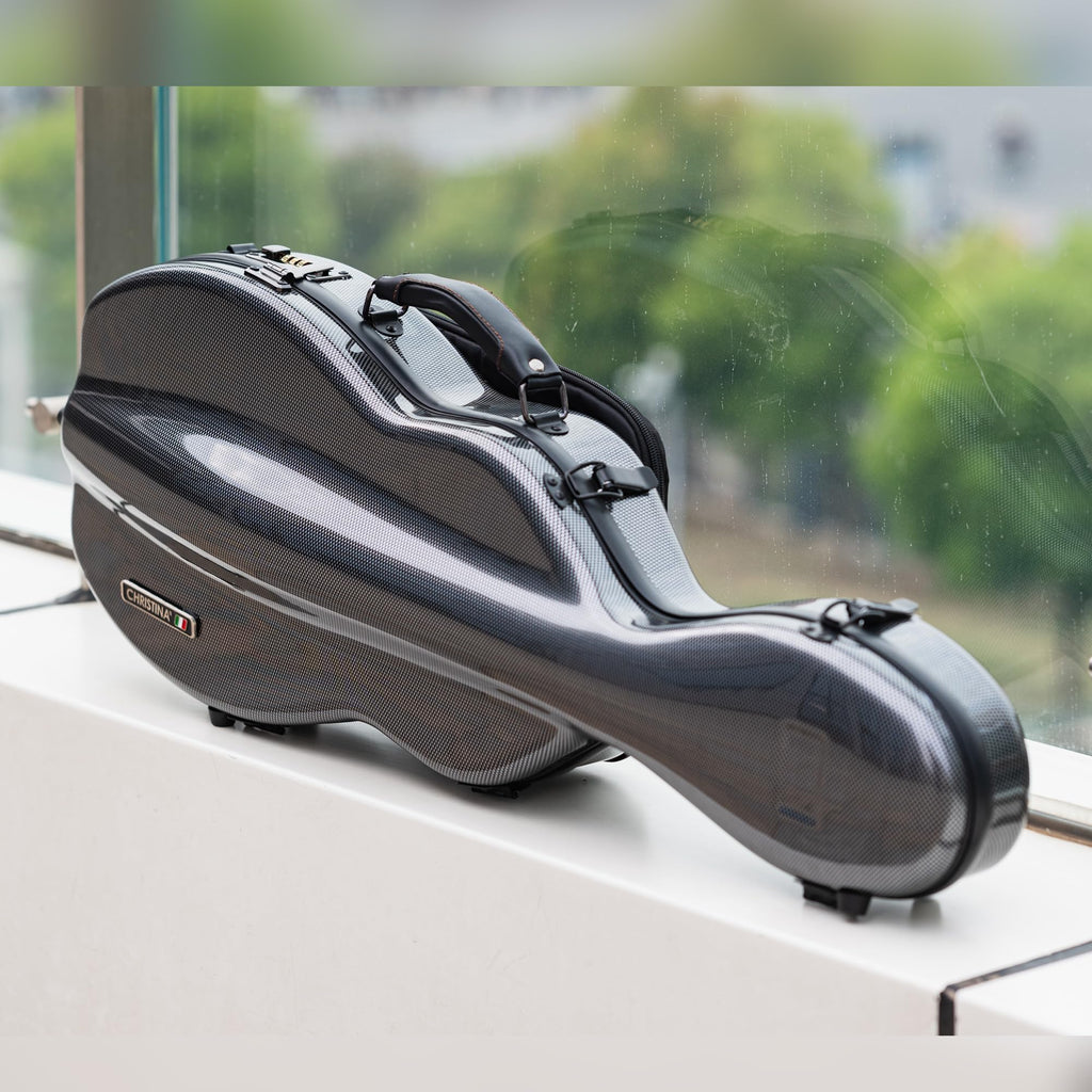 Christina violin case 4/4 Full Size Violin case High-Strength Carbon Fiber Pear-Shaped Violin Music Bag With Combination Lock and Extra Bag Gray Violin Hard Case (VB-Random type-SilveryGray spot)