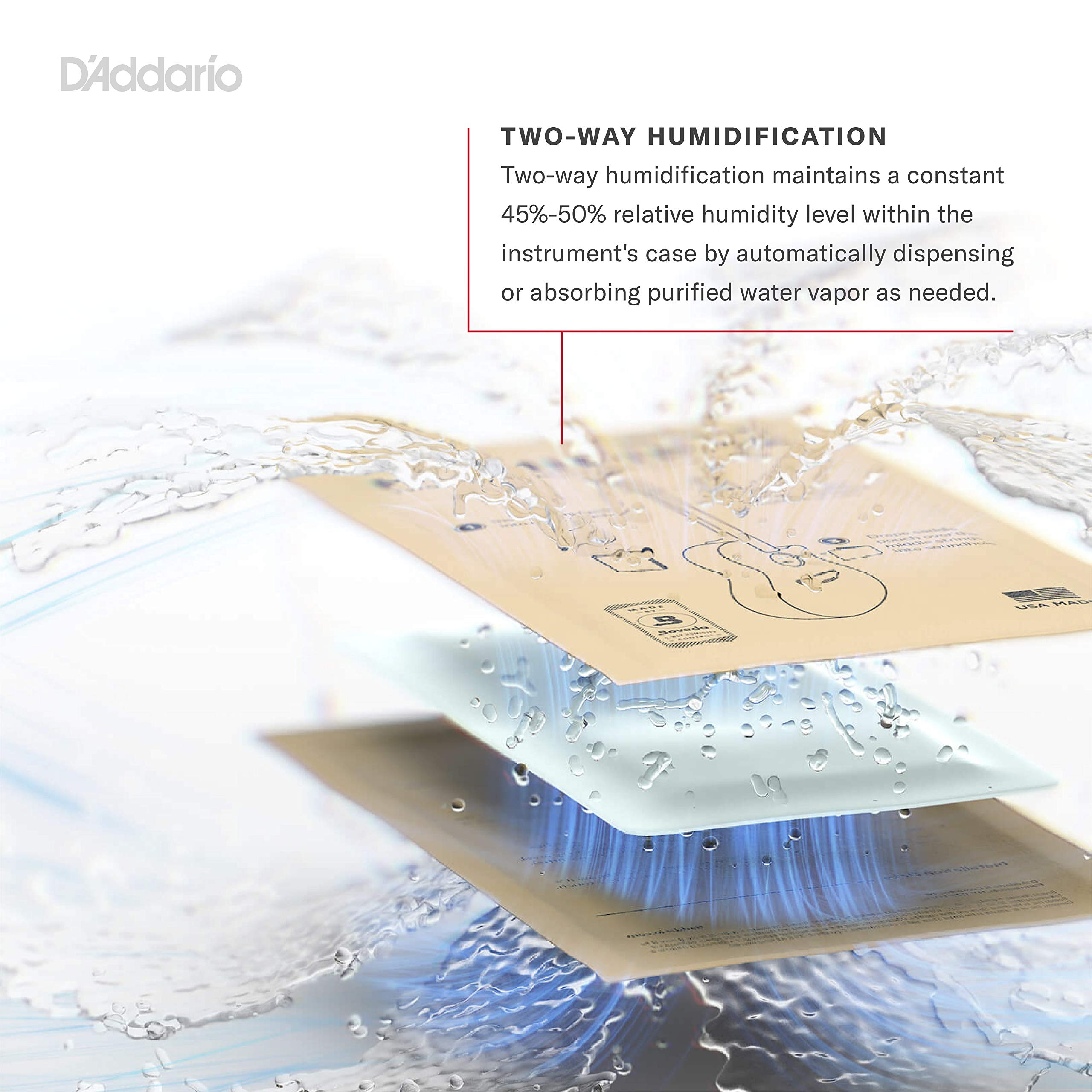 D'Addario Accessories Guitar Humidifier Packs - Two-Way Humidification System Conditioning Packets - For Maintaining Proper Guitar Humidification Level - 3 Maintain Replacement Packets