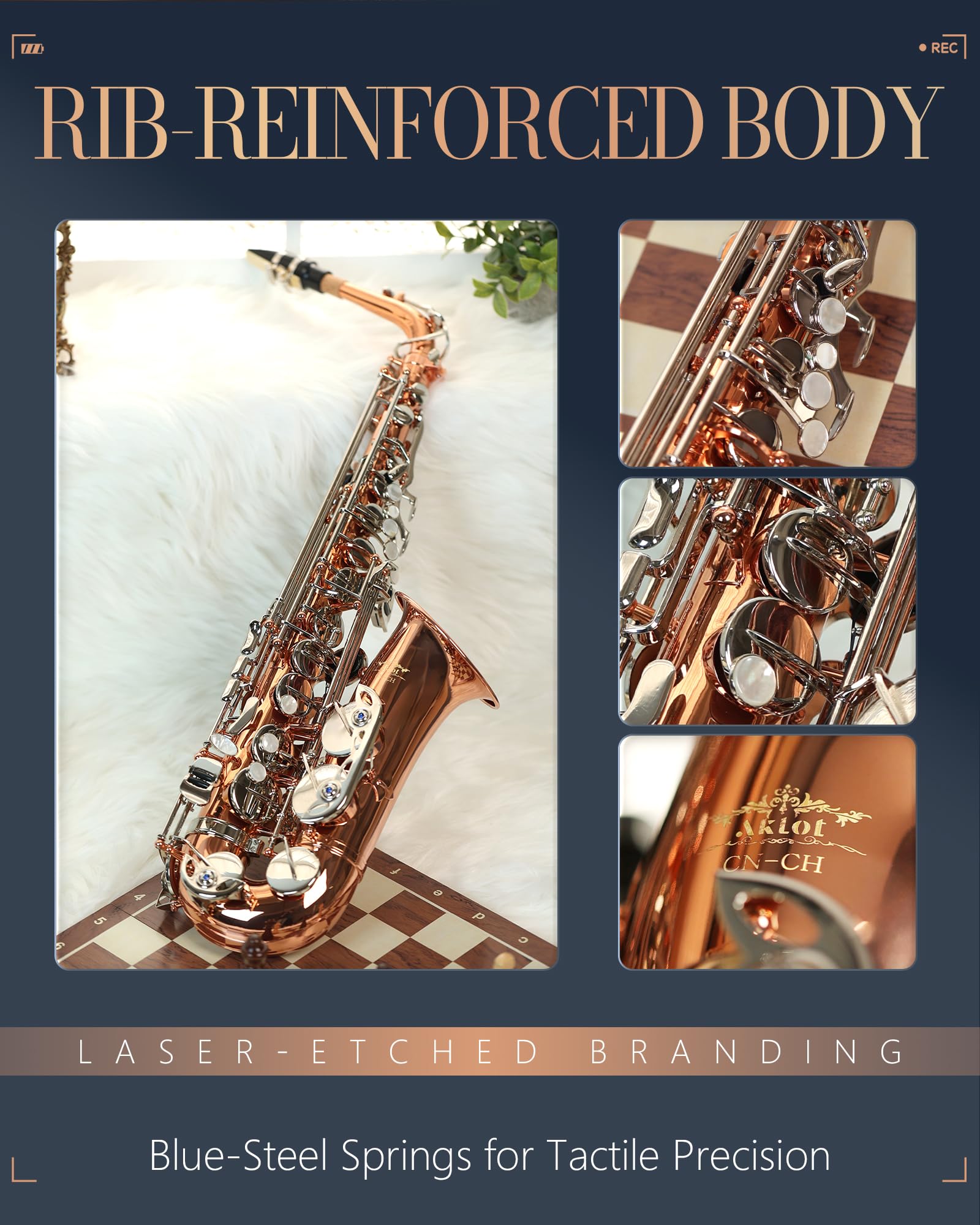 AKLOT Handcrafted E-Flat Alto Saxophone: Matte Silver Brass Body with Warm, Rich Tone, Secure Air Seal, Smooth 23-Key System, Includes Reeds, Premium Leather Case and Saxophone Cleaning Kit (CH-FM)