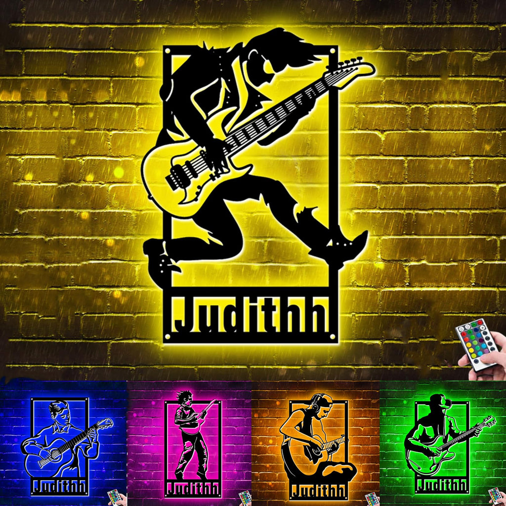Personalzied Guitarist Name Wall Sign LED Lights Custom Cello Wall Art Music Neon Sign Electric Guitar Night Light Rock DJ LED Lamp Music Studio Plaque Musical Shed Name Plaque for Teacher