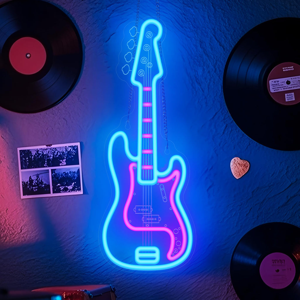 CoolGift Mart Acoustic Guitar Neon Light, Dimmable LED Guitar Neon Wall Sign USB Powered, Decorations for Bedroom Living Room Man Cave Music Studio, Gift for Guitar Players Guitarists Music Lovers