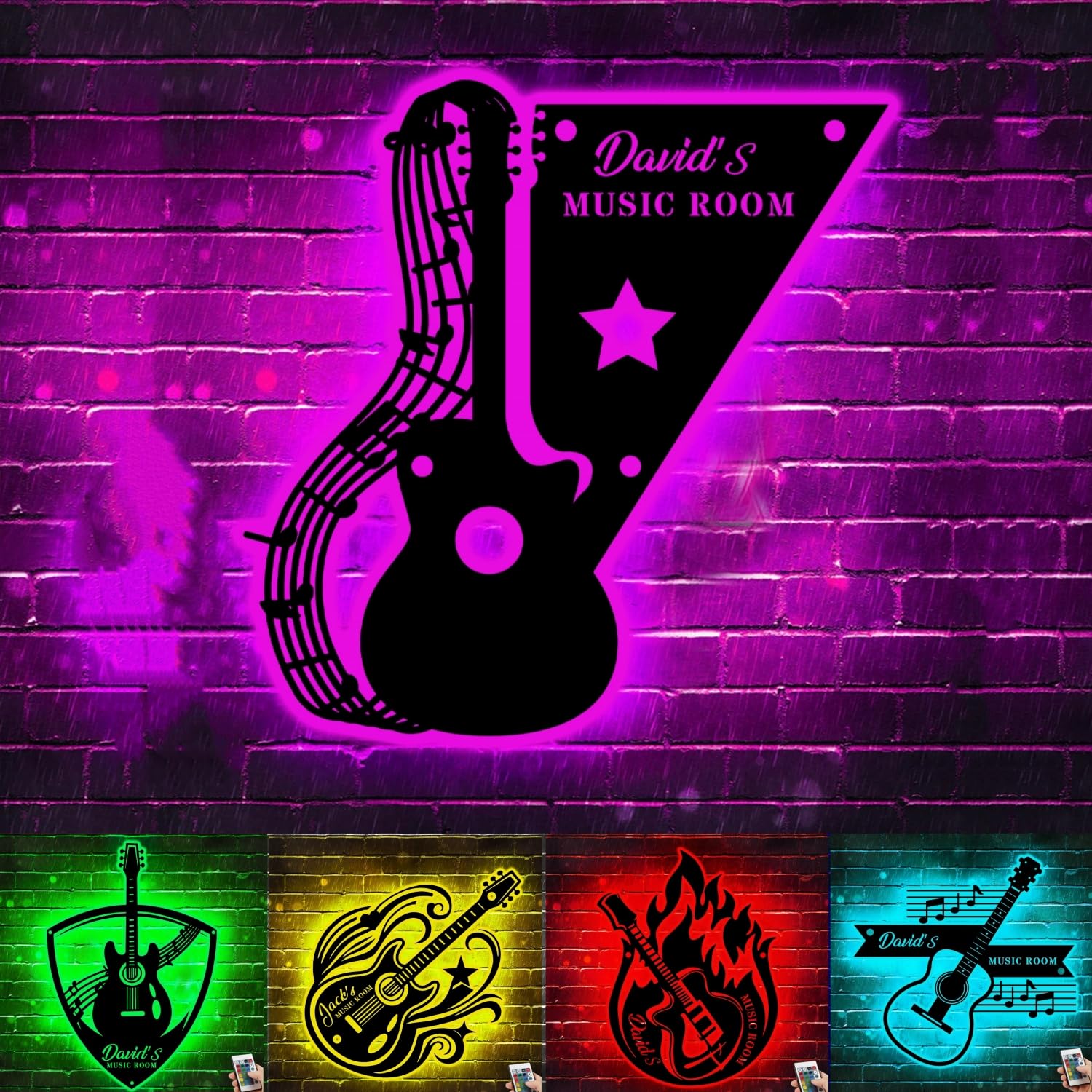 Personalzied Guitarist Name Wall Sign LED Lights Custom Cello Wall Art Music Neon Sign Electric Guitar Night Light Rock DJ LED Lamp Music Studio Plaque Musical Shed Name Plaque for Teacher