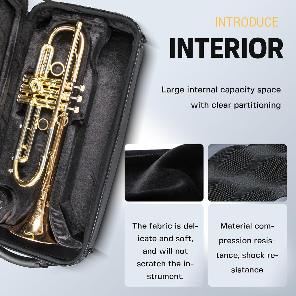BGA Trumpet Rectangular Case, Built-in Backpack Straps Gig Bag | Lightweight trumpet case with EPS protection, accessory storage and comfortable carrying for rehearsals and travel.