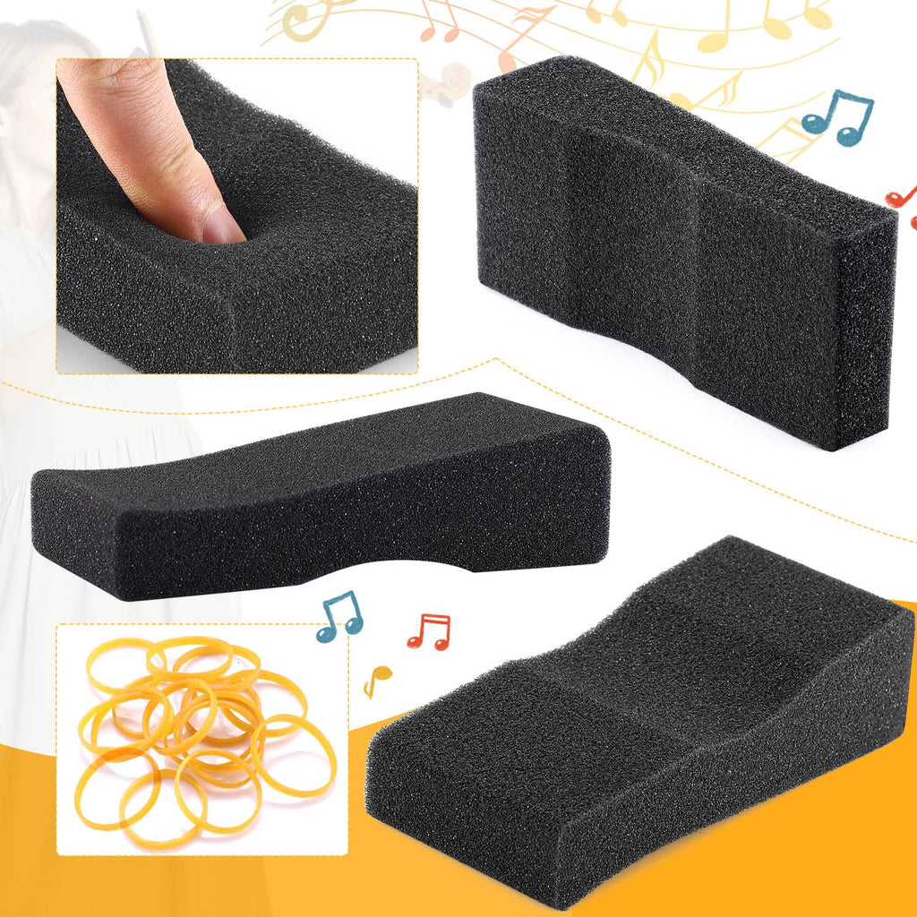 Facmogu 10PCS Foam Violin Shoulder Pad, Economy Sponge Violin Shoulder Pads for 3/4-1/2 Violins, Great Present for Christmas, Soft Violins Sponge Rest with Rubber Bands for Concerts & Party - Black