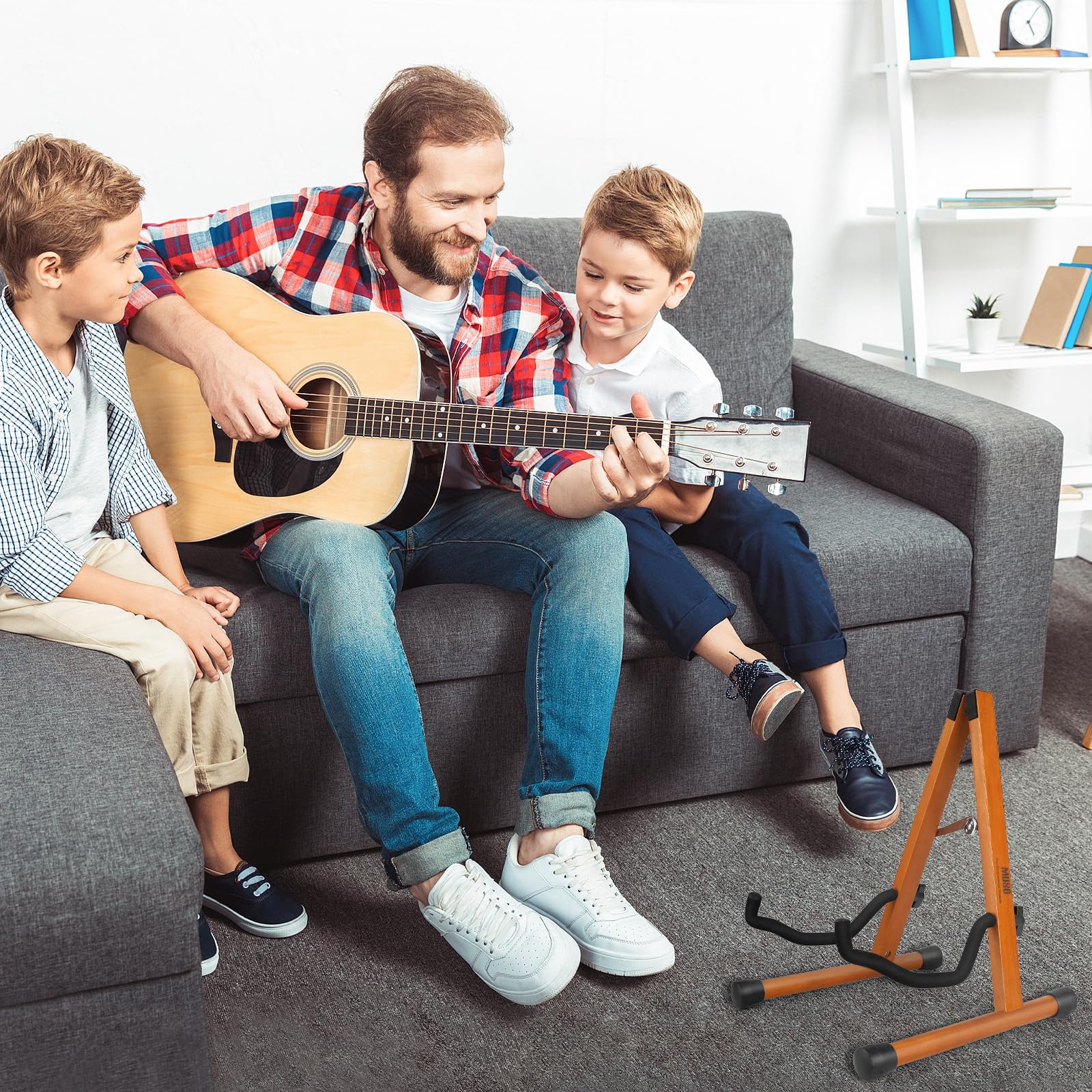 MUSO Cello Stand with Bow Holder,A-Frame Floor Stand with Padded Foam, Handcrafted Cello Rack Fits 1/2, 3/4, 7/8, 4/4 Full-Size and Guitar, Instrument Holder for Home and Studio Display