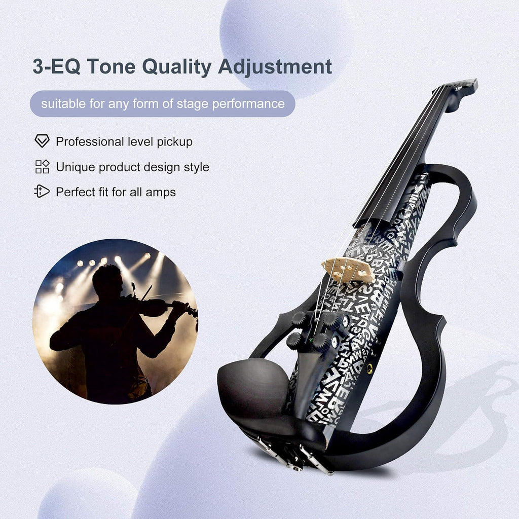 Premium Carbon Fiber Electric Violin Full Size 4/4,Professional Silent Electric Violin for Adults,Teens,Electric Fiddle with Pro Pick up-ZNDS-2304