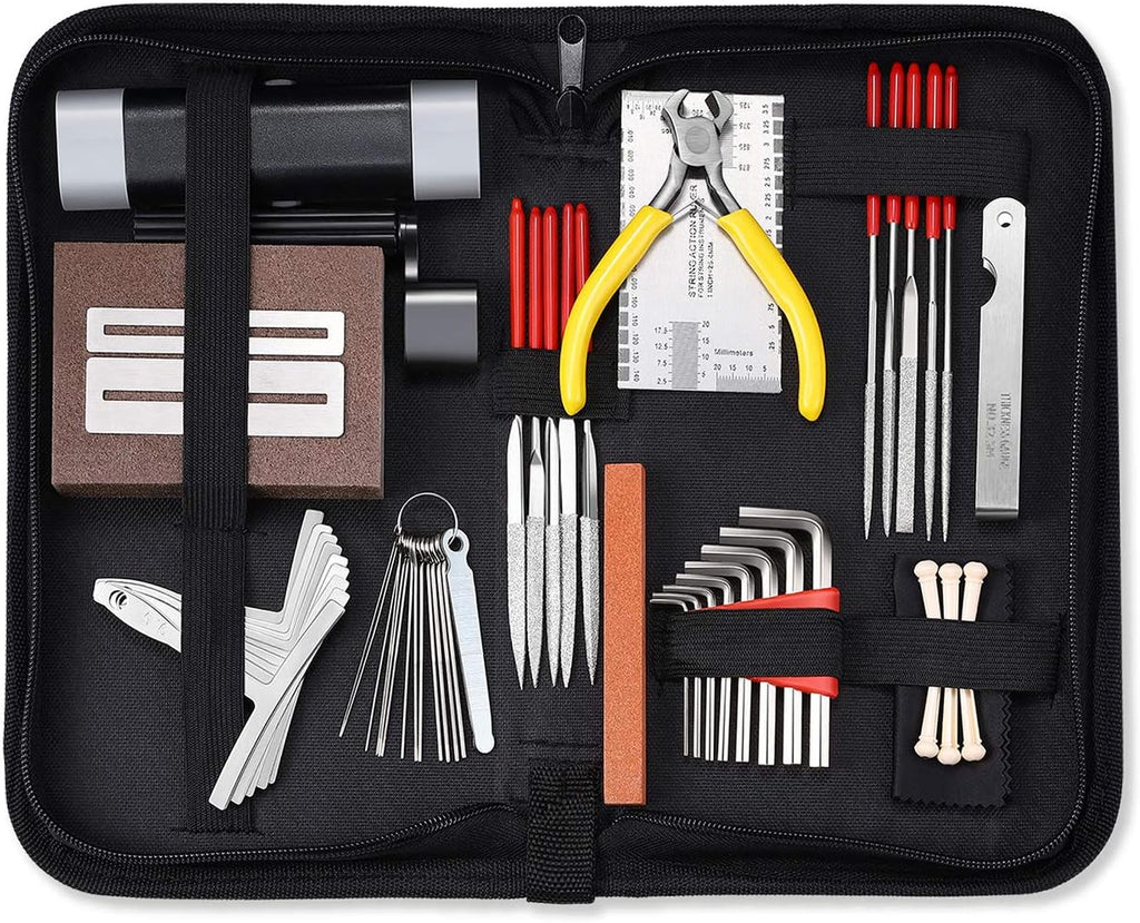 MIFOGE 45Pcs Guitar Repairing Maintenance Tool Kit with Carry Bag Large Care Set of Tools For Acoustic Guitar Electric guitar Ukulele Bass Banjo,Perfect Gift for Music or String Instrument Enthusiast