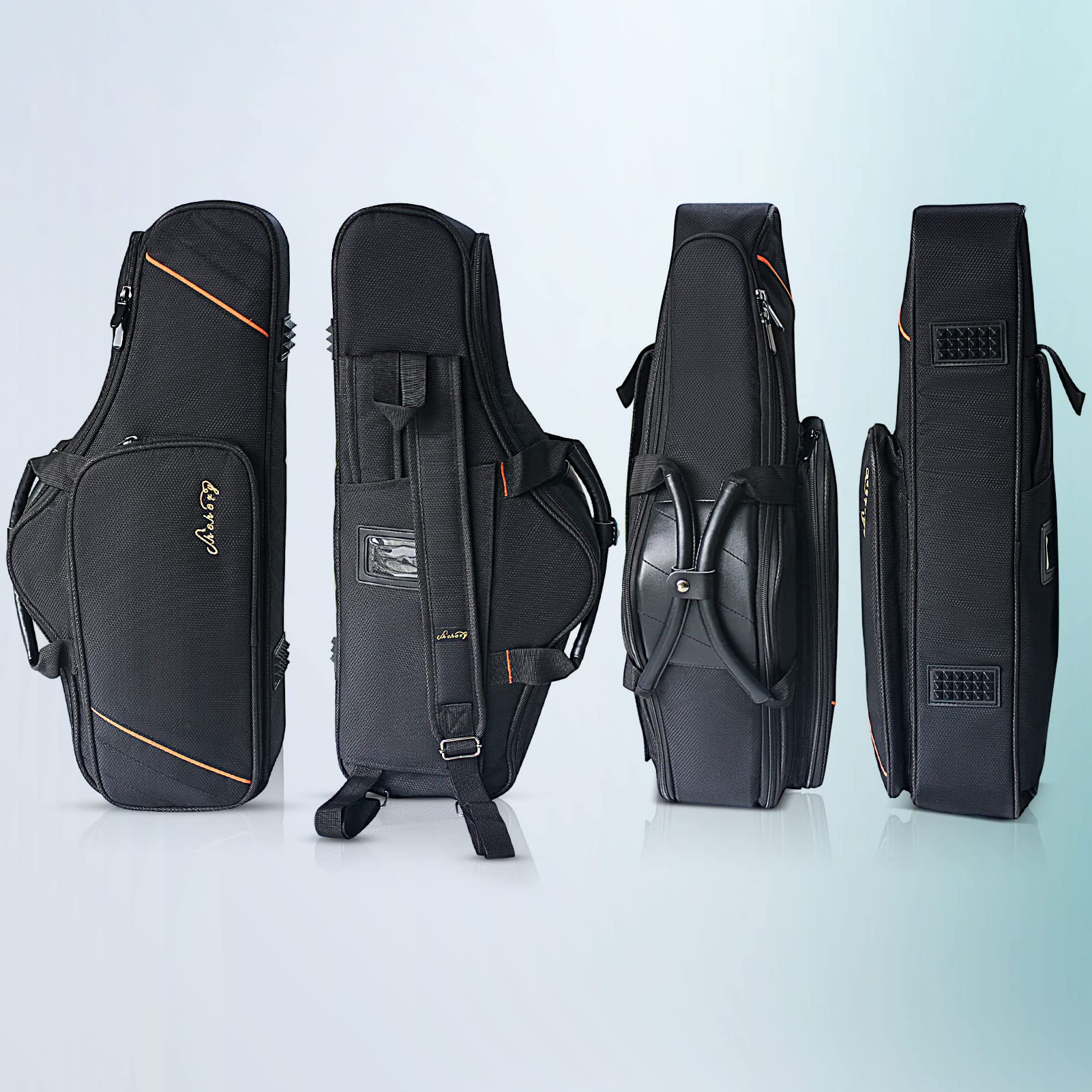 Alto Saxophone Backpack Gig Bag 20mm Padded Light Carry Bag (Black) | Shockproof Padding;Multi-Pocket Storage;Dual Carry Straps;Reinforced Stitching