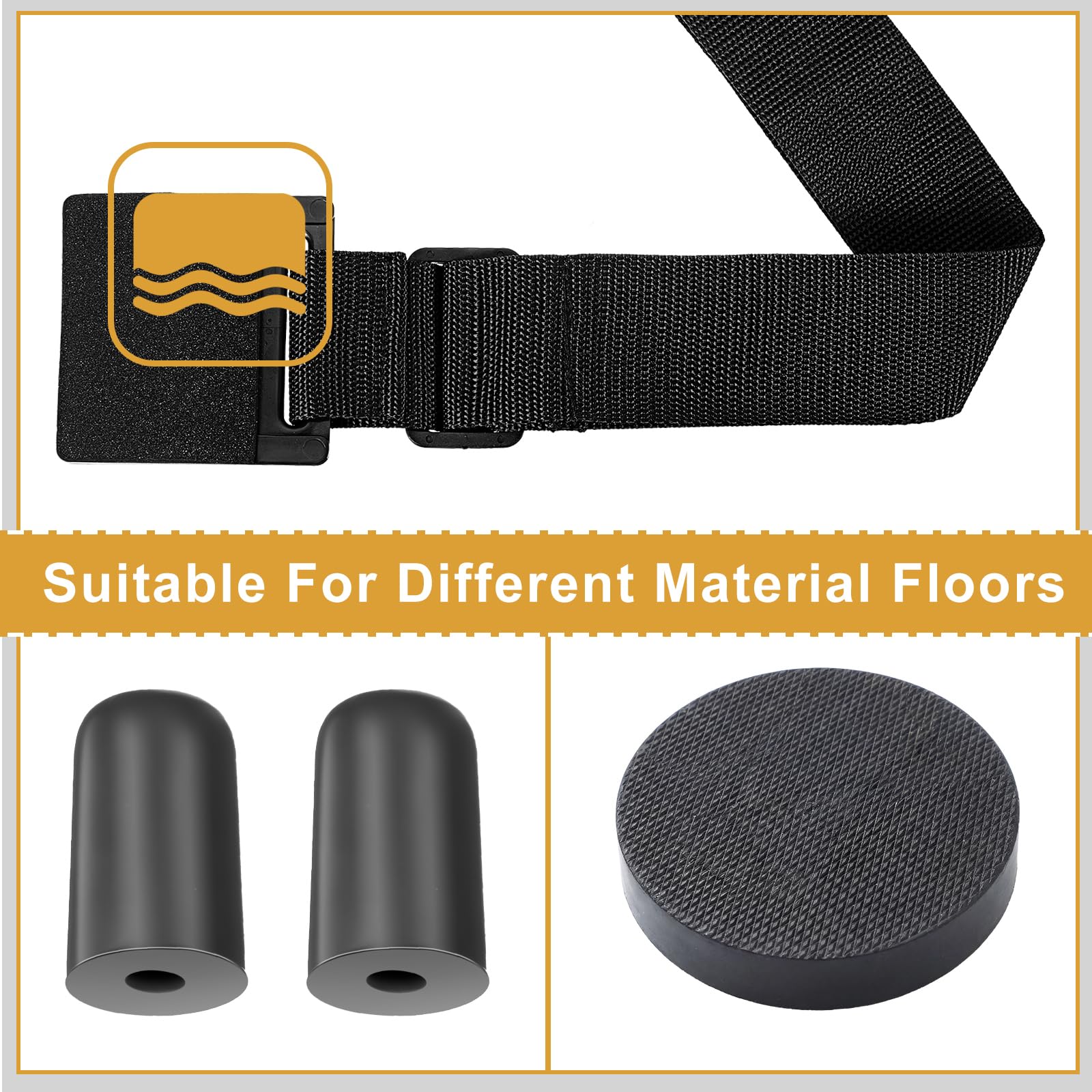 Nuanchu 4 Piece Cello Rock Stop with Strap Non Slip Endpin Anchor Set with Floor Mat, Rubber Tip Protectors for Cello Practice and Performance(Black,Plastic,)