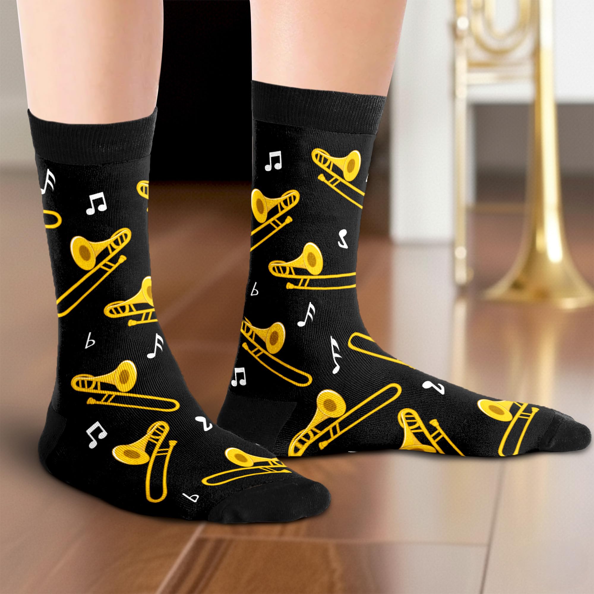 Trombone Gifts - Unique Socks for Men, Cool Gifts for Trombone and Music Lovers, Musicians Accessories