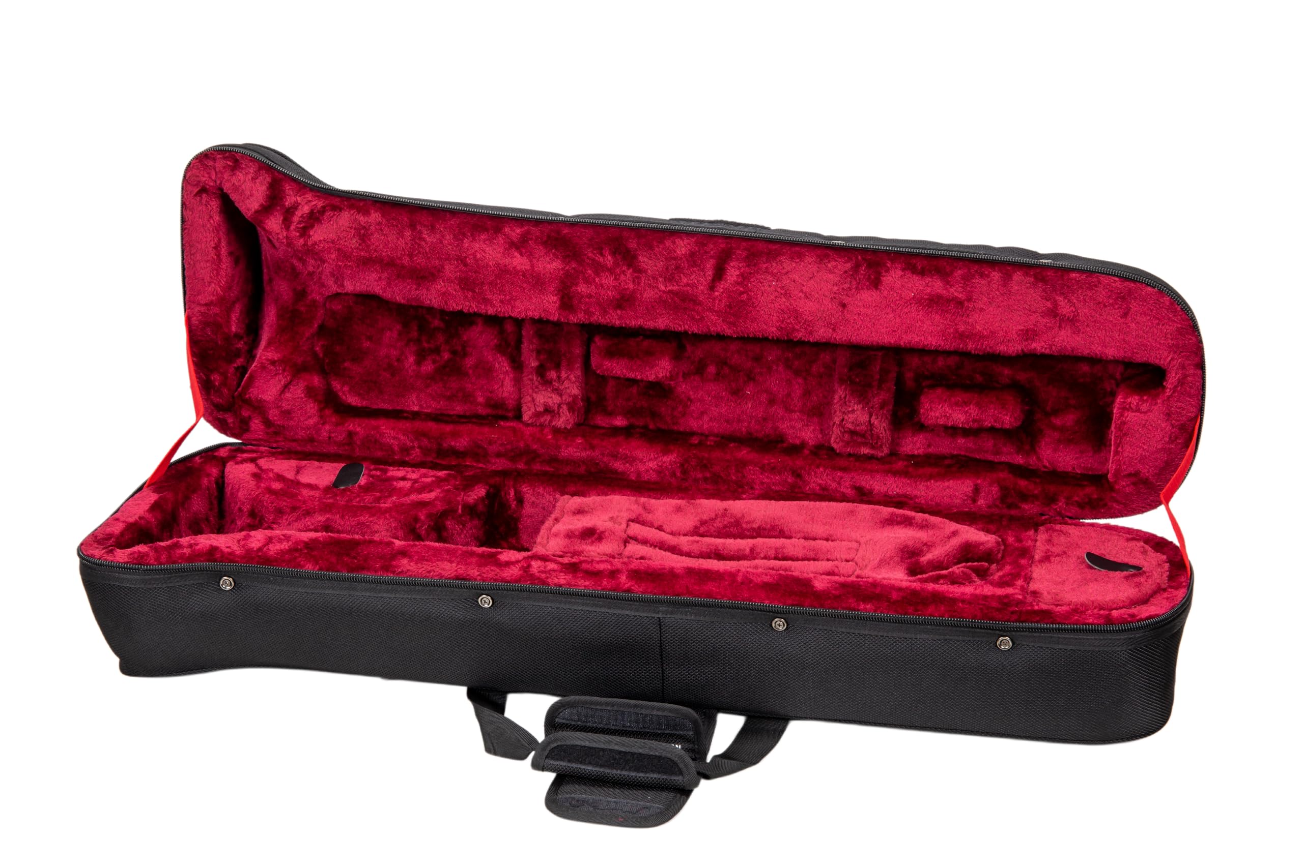 Crossrock Tenor Trombone Flight Case — Fits Bb Tenor with F-Attachment | Shockproof Design, Security Lock, Plush Interior, Single Shoulder Strap & Accessory Compartment (CRA980TBBK)