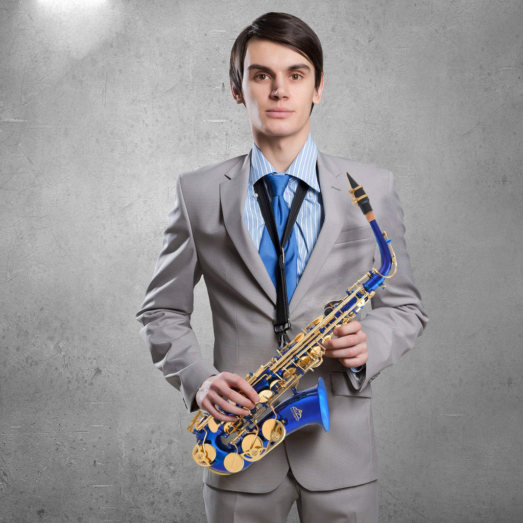 EASTROCK Black/Golden Alto Saxophone E Flat Sax Full Kit for Students Beginner with Carrying Case,Mouthpiece,Mouthpiece Cushion Pads,Cleaning Cloth&Cleaning Rod,White Gloves,Neck Strap