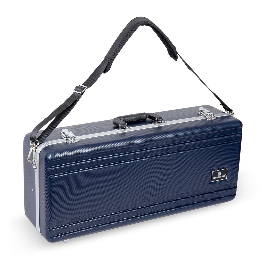Crossrock ABS Trumpet Case for Bb Horn | Textured Blue Finish with Velvet Interior, Security Lock, Metal Feet & Detachable Strap (CRA862TRBL)