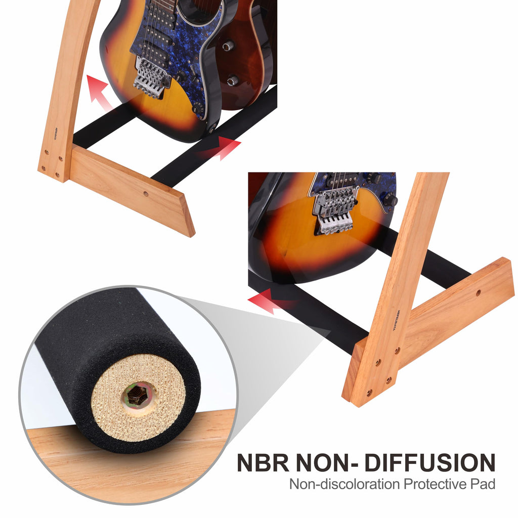Nefelibata Guitar Stands 5 Wooden Guitar Rack Floor for Guitars and Cases, Electric, Acoustic, Bass Guitars, Cellos, German Ash