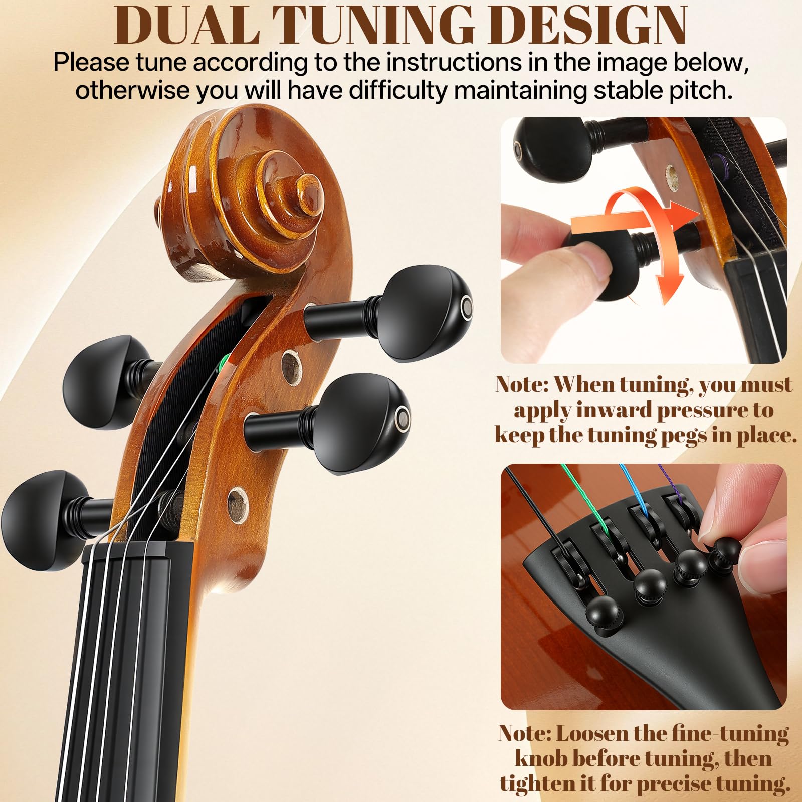 Kmise Violin 4/4 Full Set, Fingerboard Fret Markings Violins, Matte Acoustic Fiddle for Adults, Beginners, Students with Violin Case, Rosin, Strings, Bow, Shoulder Rest, Beginner's Guide (Matte, 4/4)