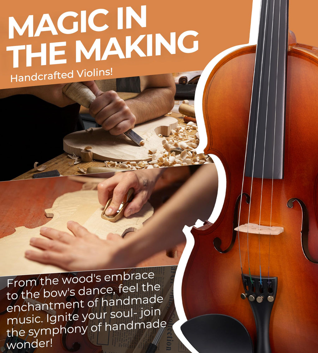 Vangoa Violin 4/4 Full Size Set, Handcrafted Entry Level Acoustic Violin Set with Lightweight Hard Case, Suitable for Beginners, Teens, 12+, Adults, Right Handed Players