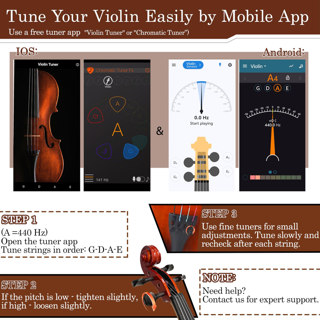 Violin 4/4 Full Size Kit for Beginners, Glossy Violin Fiddle Set for Adults, Students with Violin Case, Bow, Rosin, Fingerboard Sticker, Shoulder Rest, Extra Strings and Bridge(Plywood, Full)