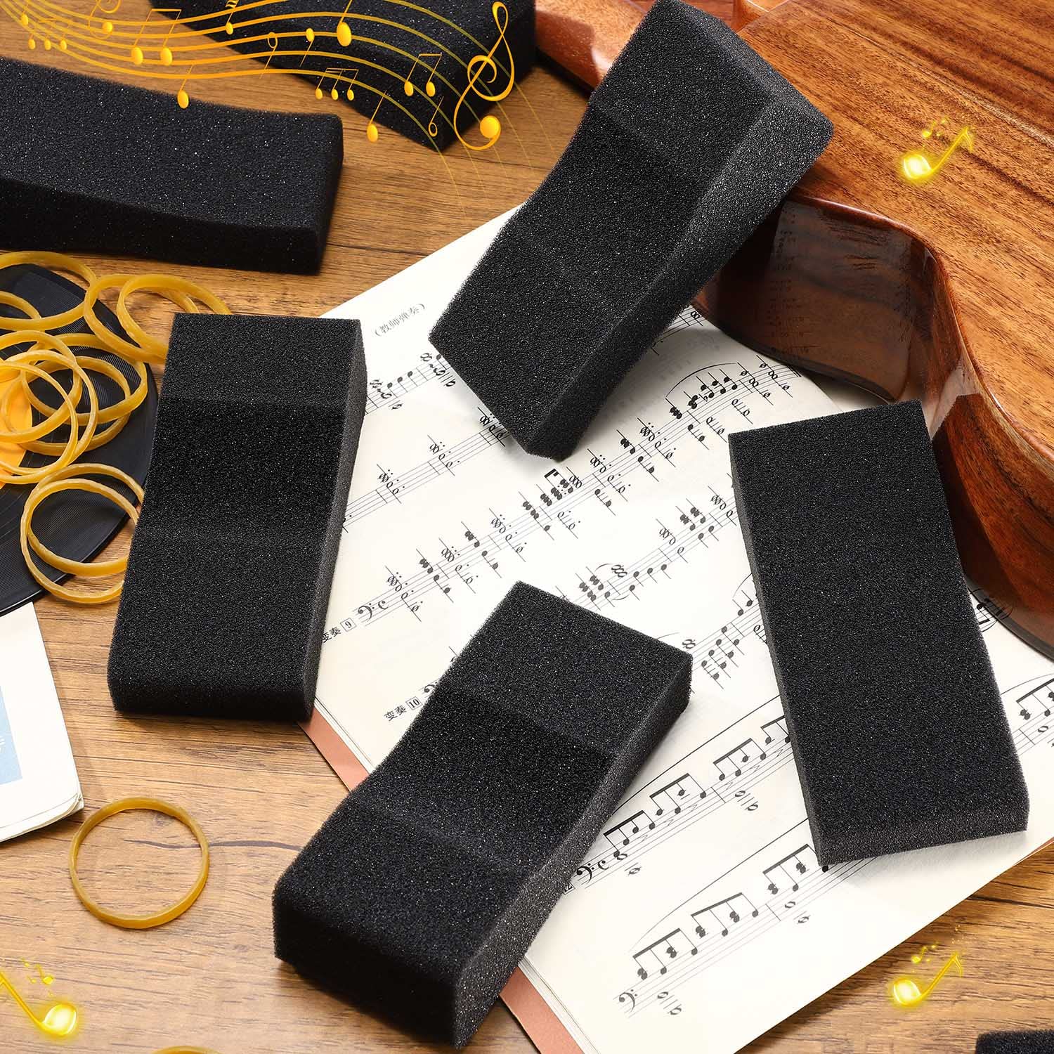 Facmogu 10PCS Foam Violin Shoulder Pad, Economy Sponge Violin Shoulder Pads for 3/4-1/2 Violins, Great Present for Christmas, Soft Violins Sponge Rest with Rubber Bands for Concerts & Party - Black