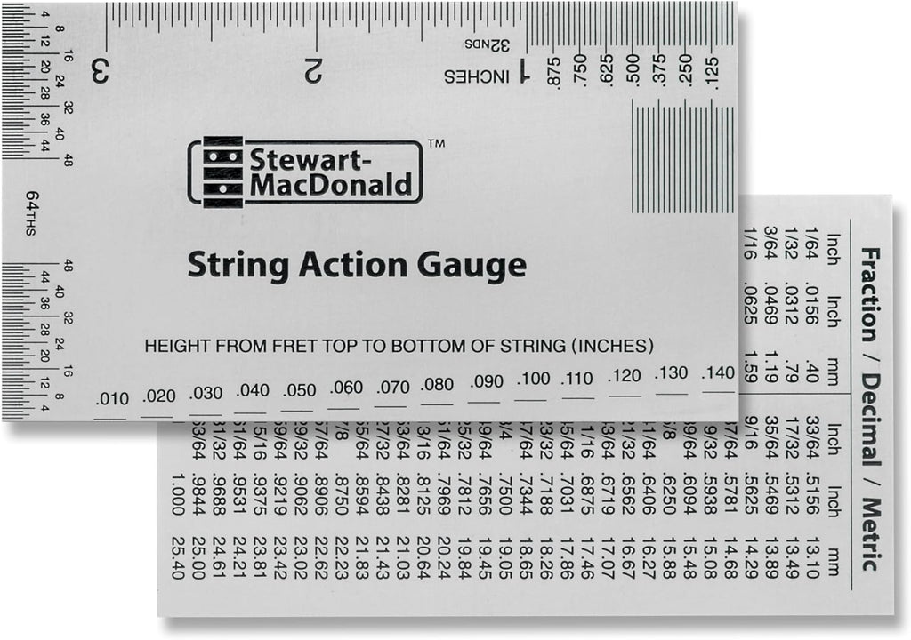 StewMac String Action Gauge And Ruler, Inches, Stainless Steel - Designed by StewMac, The Original measuring tool for acoustic and electric guitar, and bass setup