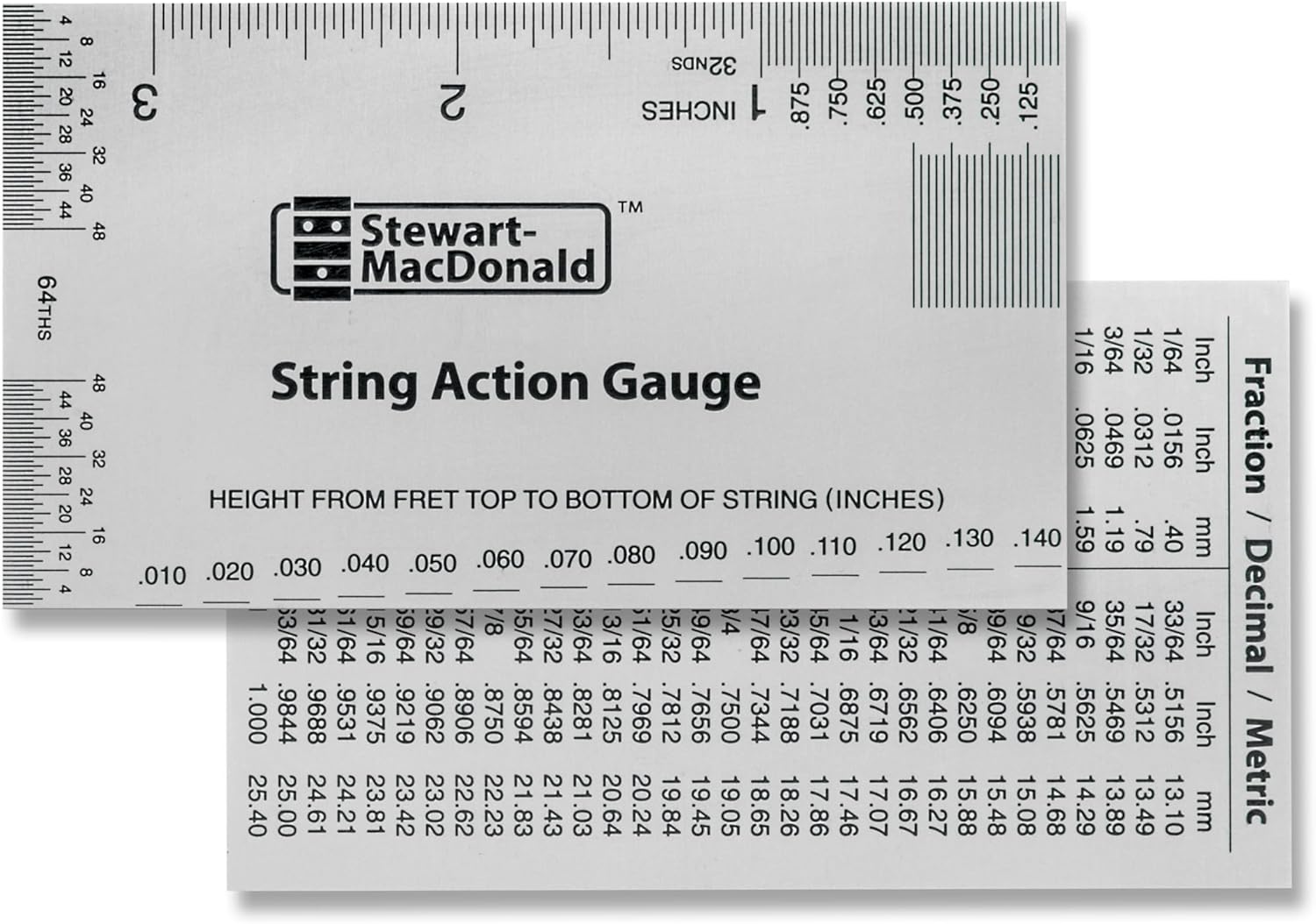 StewMac String Action Gauge And Ruler, Inches, Stainless Steel - Designed by StewMac, The Original measuring tool for acoustic and electric guitar, and bass setup