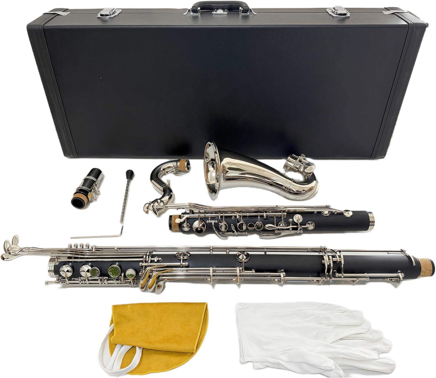 Low C Bb Clarinet Silver Plated Keys Bass Clarinet Professional Musical Instrument With Case