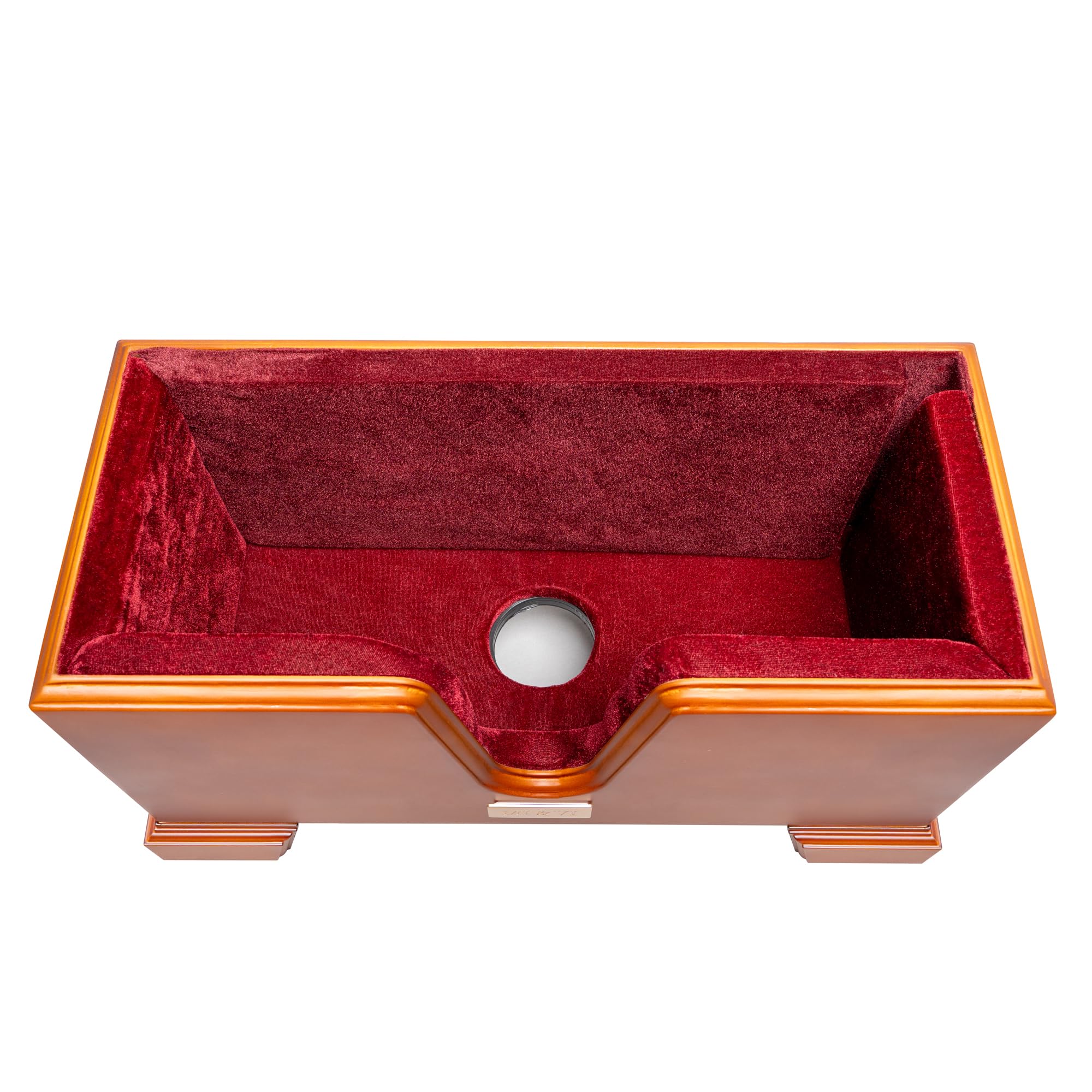 MI&VI Classic Wooden Cello Box Stand 4/4 Full Size - Burgundy Red Velvet Plush Cushion Wood Cello Stand with Bow Storage Holder Slot Included