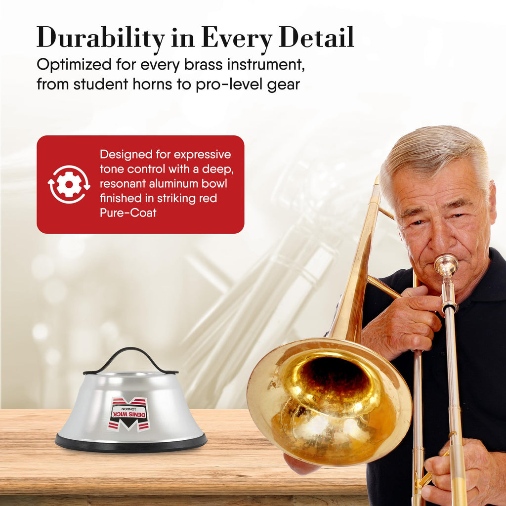 Denis Wick Trombone Straight Mute - Aluminum Mute for Trombone - Accessories for Brass Instruments - Low Tone Register - 3.9 x 6.3 x 1.6 inches