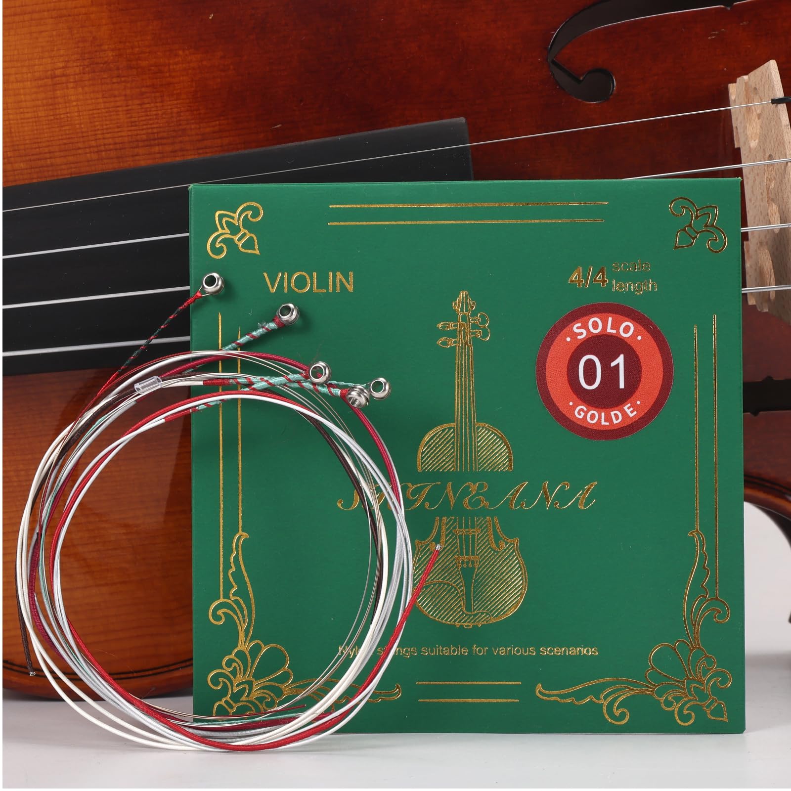 Violin Strings 4/4 Full Set, 4/4 Violin Strings Replacement,Long-Lasting Durability & Rich Tone - Handcrafted with Premium Materials- For All Levels (3/4 Scale)