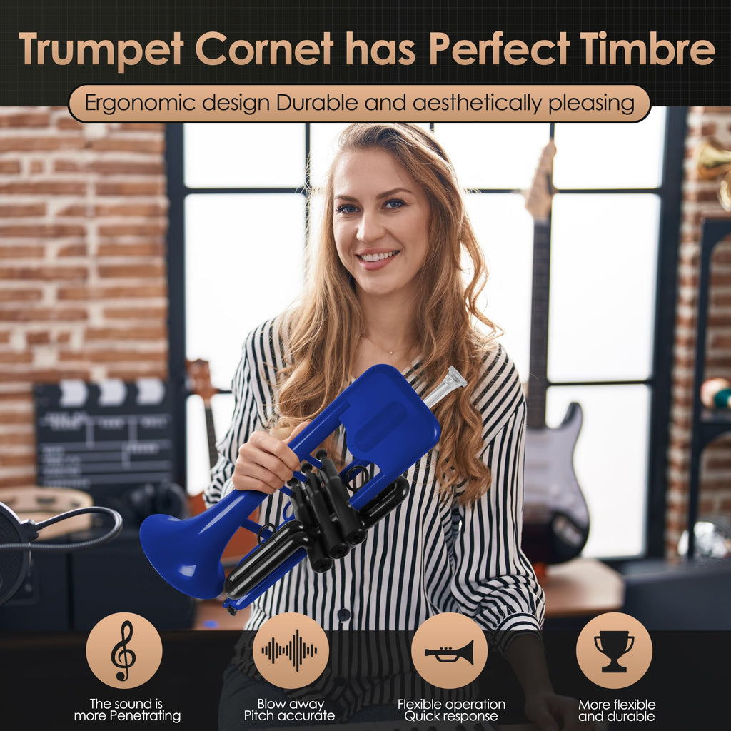 PAMPET SEA LION Professional Plastic Bb Trumpet Standard Trumpets Trumpet Set for Student Beginner Bb Trumpet Instrument (Red)